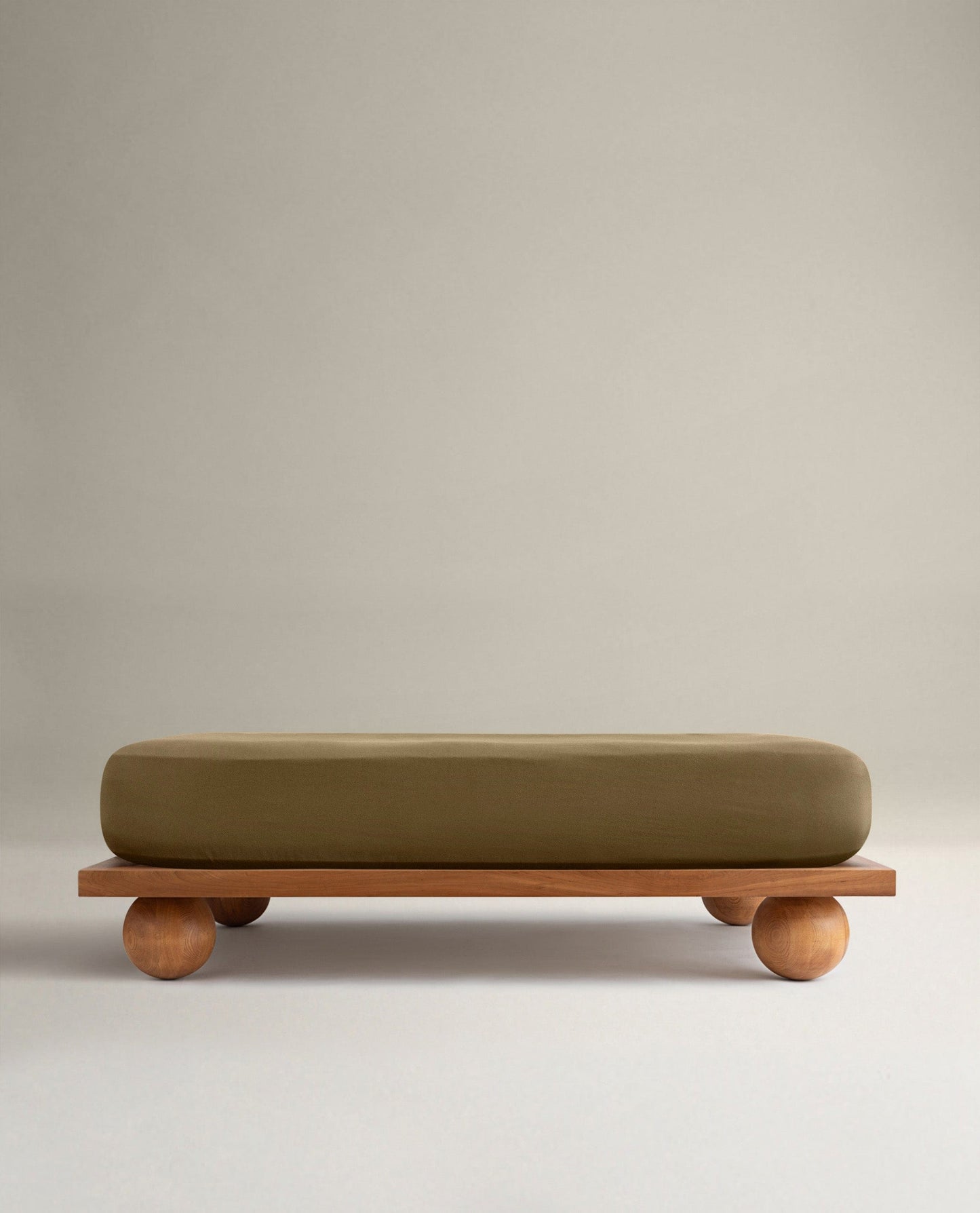 Image 1 of 4 showing Rise & Fall's Relaxed & Refined European flax™ linen fitted sheet in olive.