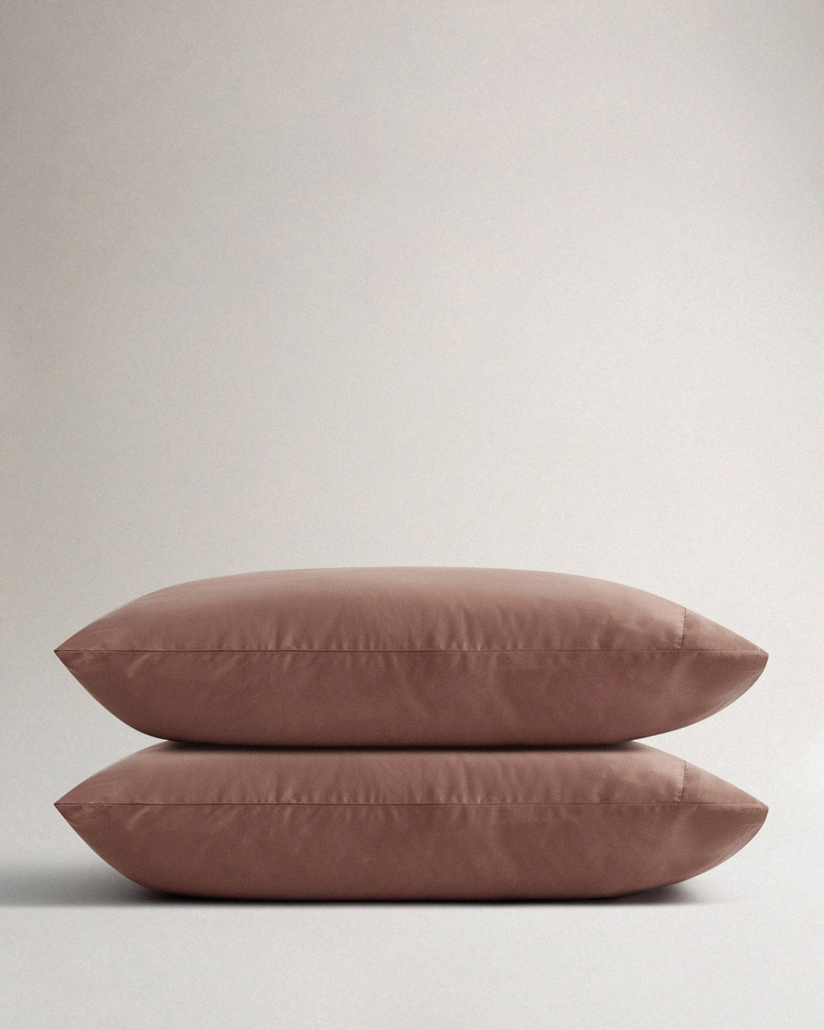 Image 1 of 4 showing Rise & Fall's Soft & Smooth Cotton Sateen Pillowcase Set in clay.