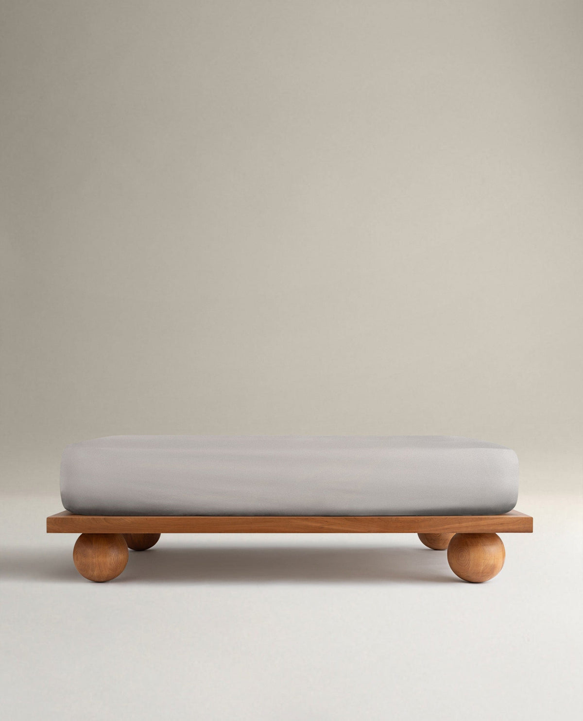 Image 1 of 5 showing Rise & Fall's Crisp & Cool organic cotton deep fitted bed sheet in pebble.