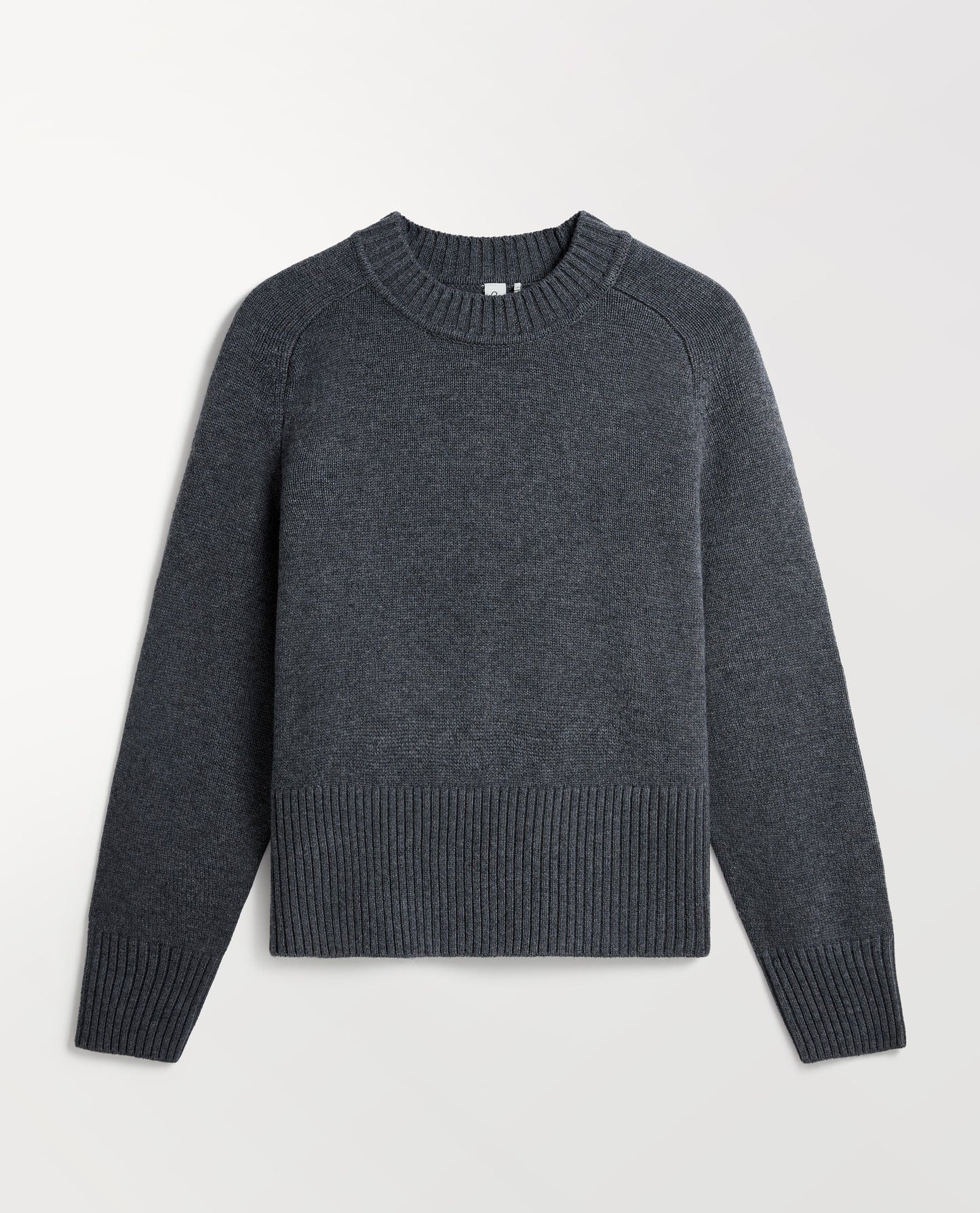 Image 2 of 5 showing Rise & Fall cashmere merino saddle sleeve crew neck jumper, colour: graphite.