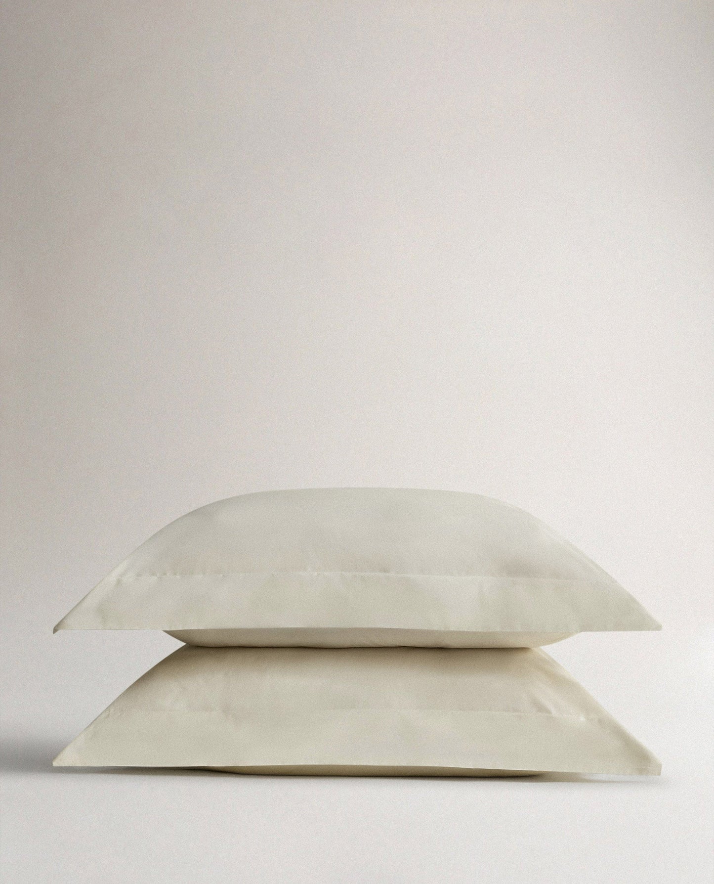 Image 1 of 5 showing Rise & Fall's Soft & Smooth Cotton Sateen Oxford Pillowcase Set in Buttermilk.