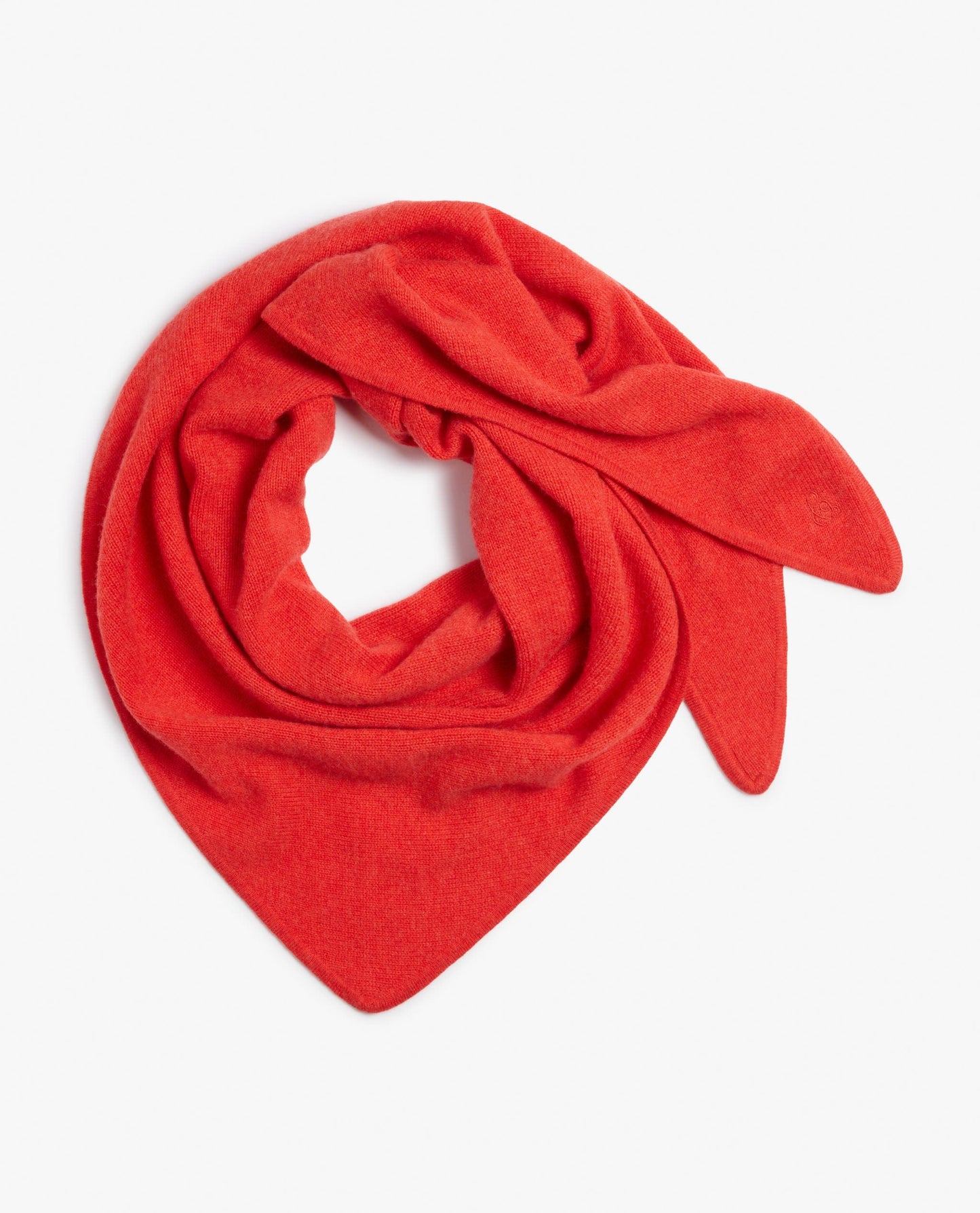 Image 2 of 2 showing Rise & Fall's poppy red cashmere merino bandana