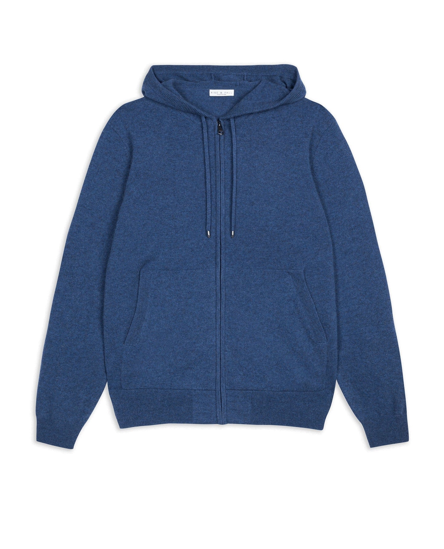 Image 2 of 3 showing Rise & Fall's Finest Cashmere Full Zip Hoodie in blue.