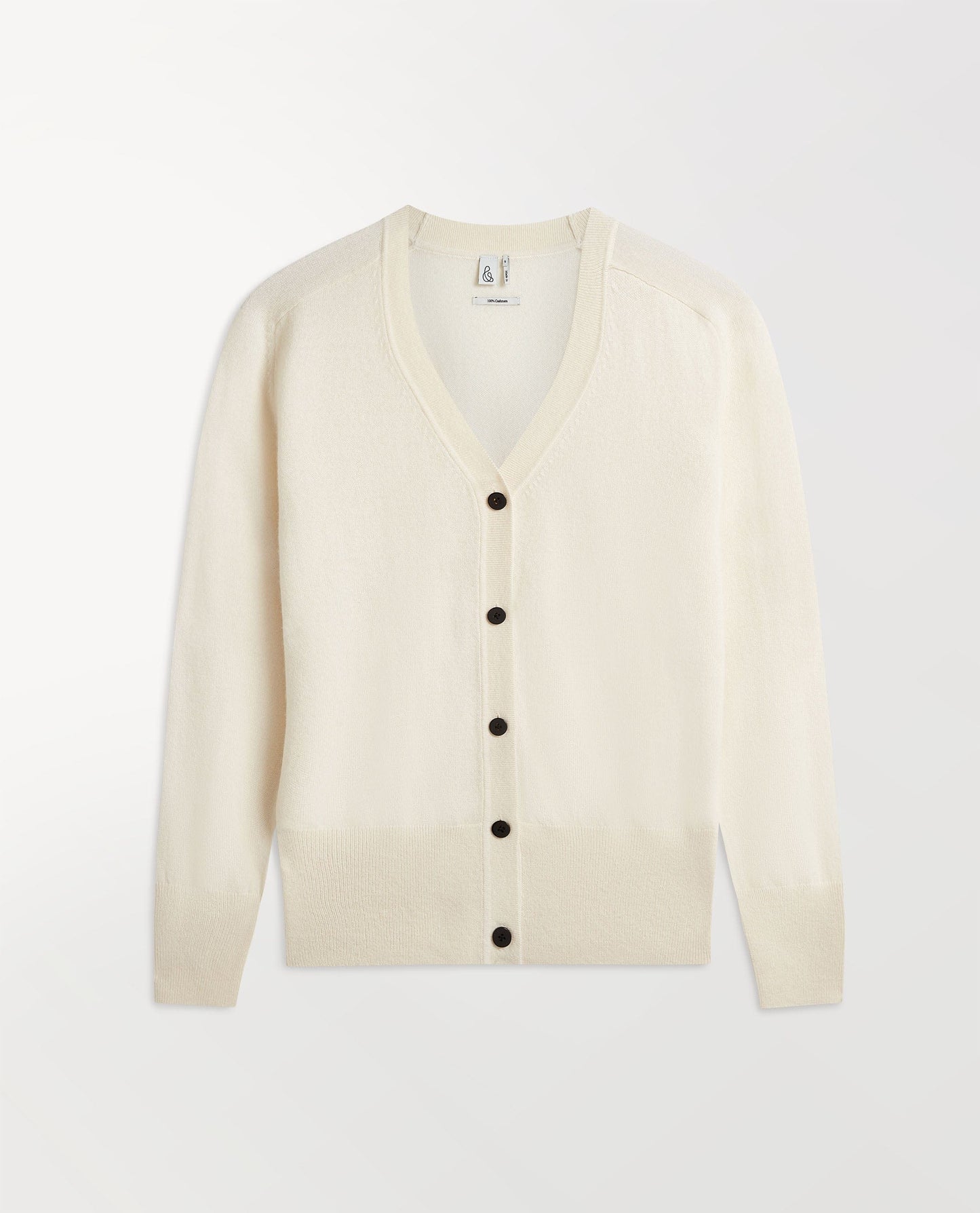 Image 2 of 3 showing Rise & Fall's fine cashmere blouson cardigan, colour: buttermilk.