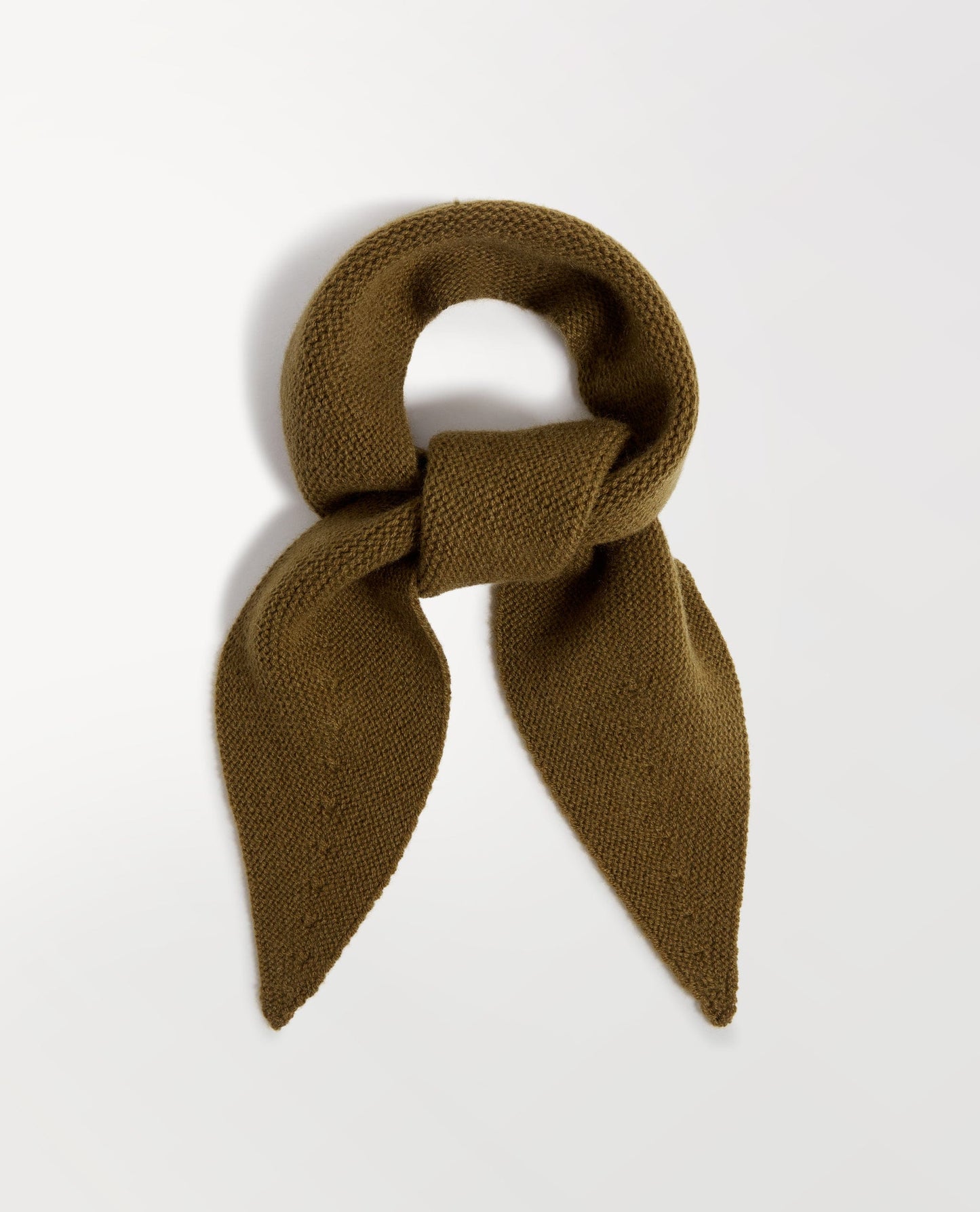 Image 2 of 3 showing Rise & Fall's finest cashmere ribbed micro bandana in olive.
