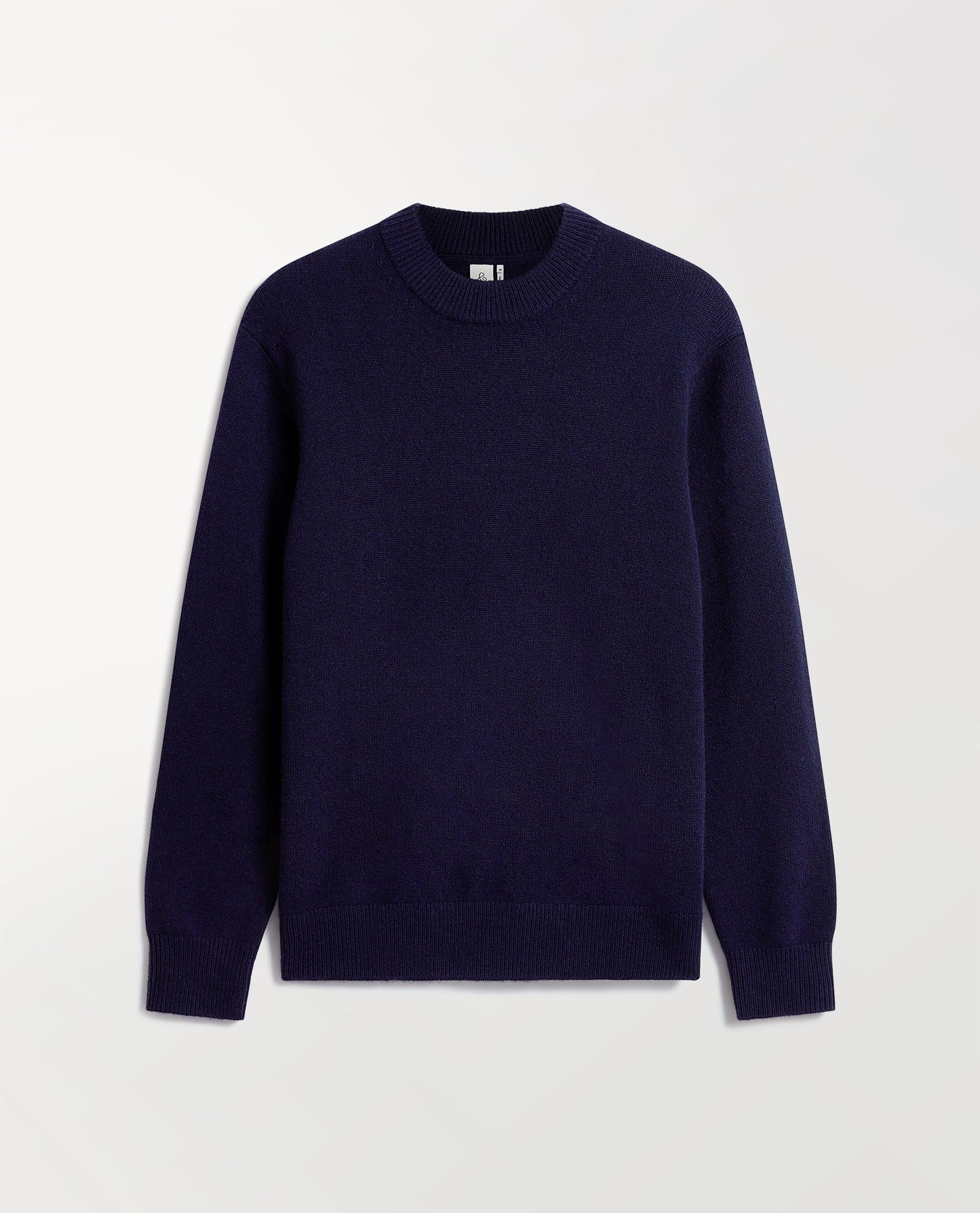 Image 2 of 4 showing Rise & Fall's Finest Cashmere Mid-Weight Crew Neck Jumper in navy.