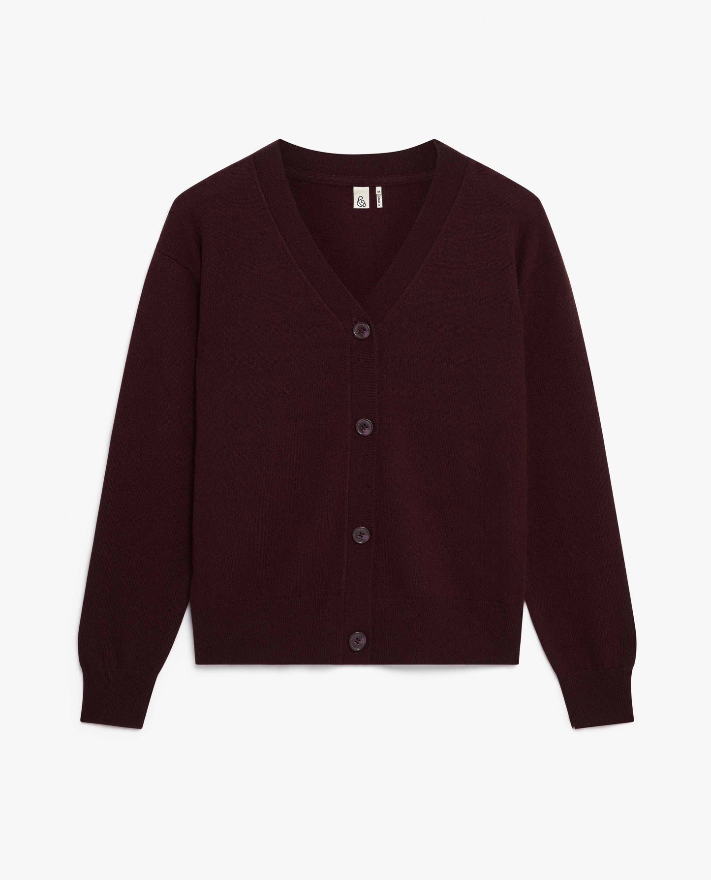 Image 2 of 4 showing Rise & Fall's oxblood fine cashmere v-neck cardigan.