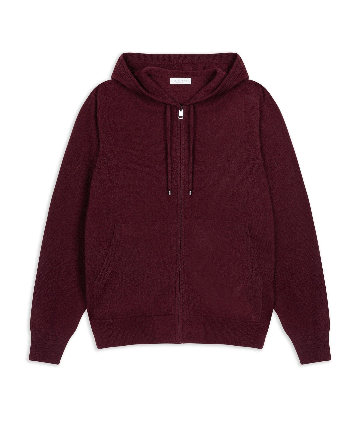 Image 2 of 4 showing Rise & Fall's Finest Cashmere Full Zip Hoodie in Oxblood.