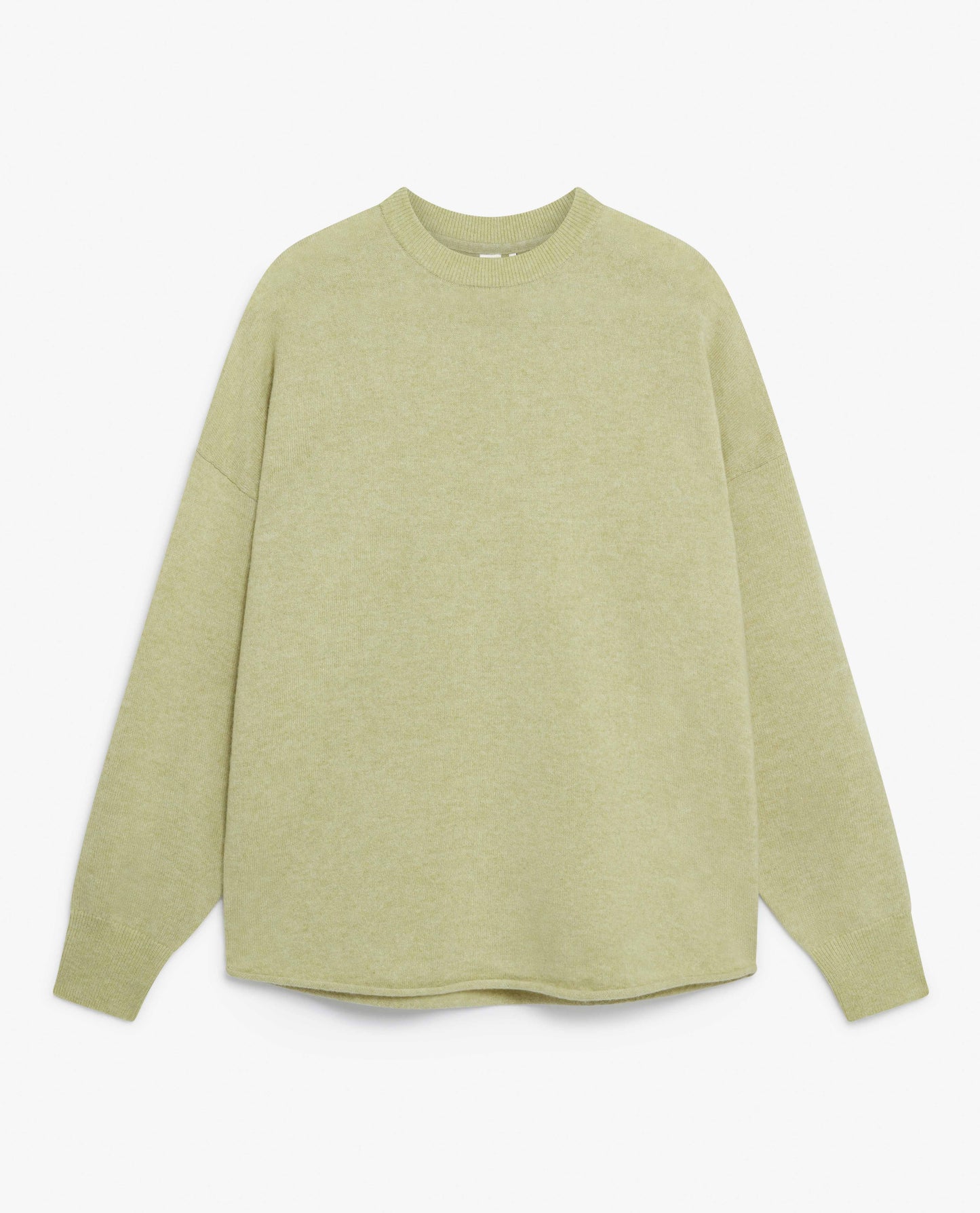 Image 2 of 5 showing Rise & Fall's lichen green fine cashmere sweatshirt.
