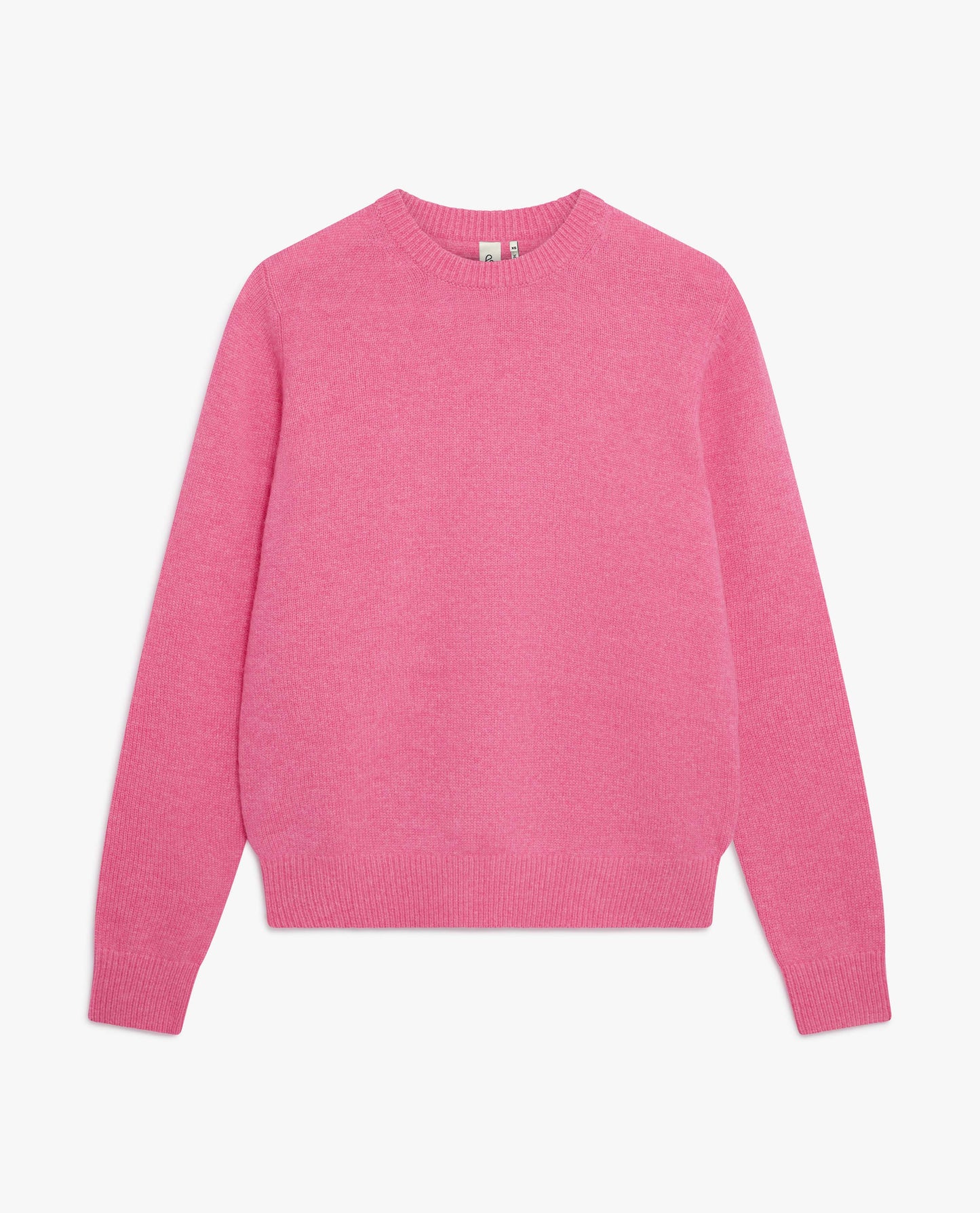 Image 2 of 5 showing Rise & Fall's pink mid weight cashmere crew neck jumper.