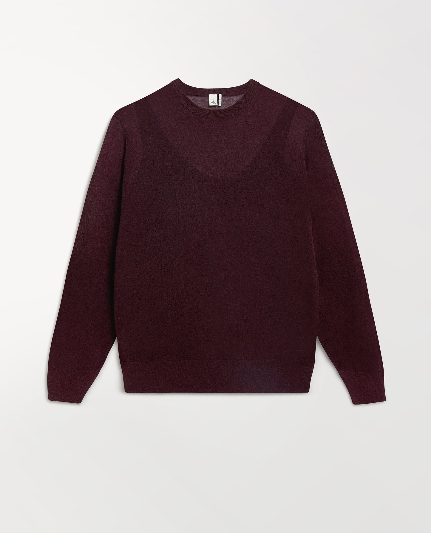 Image 2 of 5 showing Rise & Fall's tencel™ cashmere double layered crew neck jumper in oxblood.