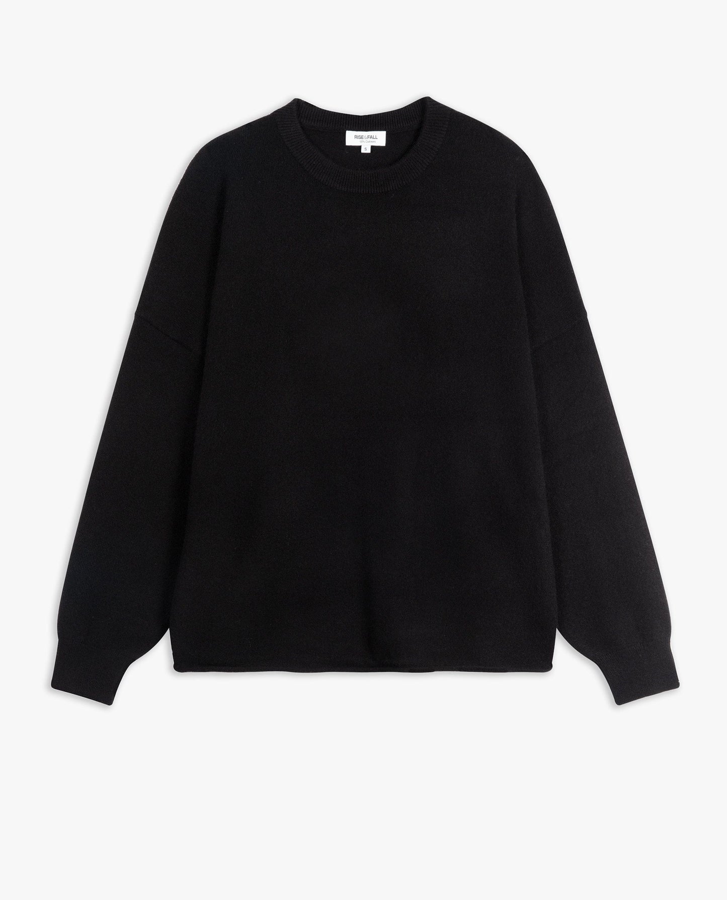 Image 2 of 6 showing Rise & Fall's black fine cashmere sweatshirt.