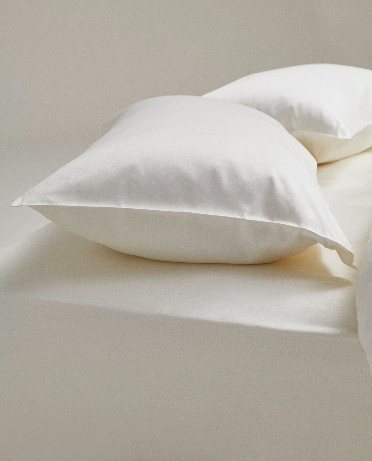 Image 3 of 6 showing Rise & Fall's Crisp & Cool Organic Cotton Standard Pillowcase Set, colour: buttermilk.