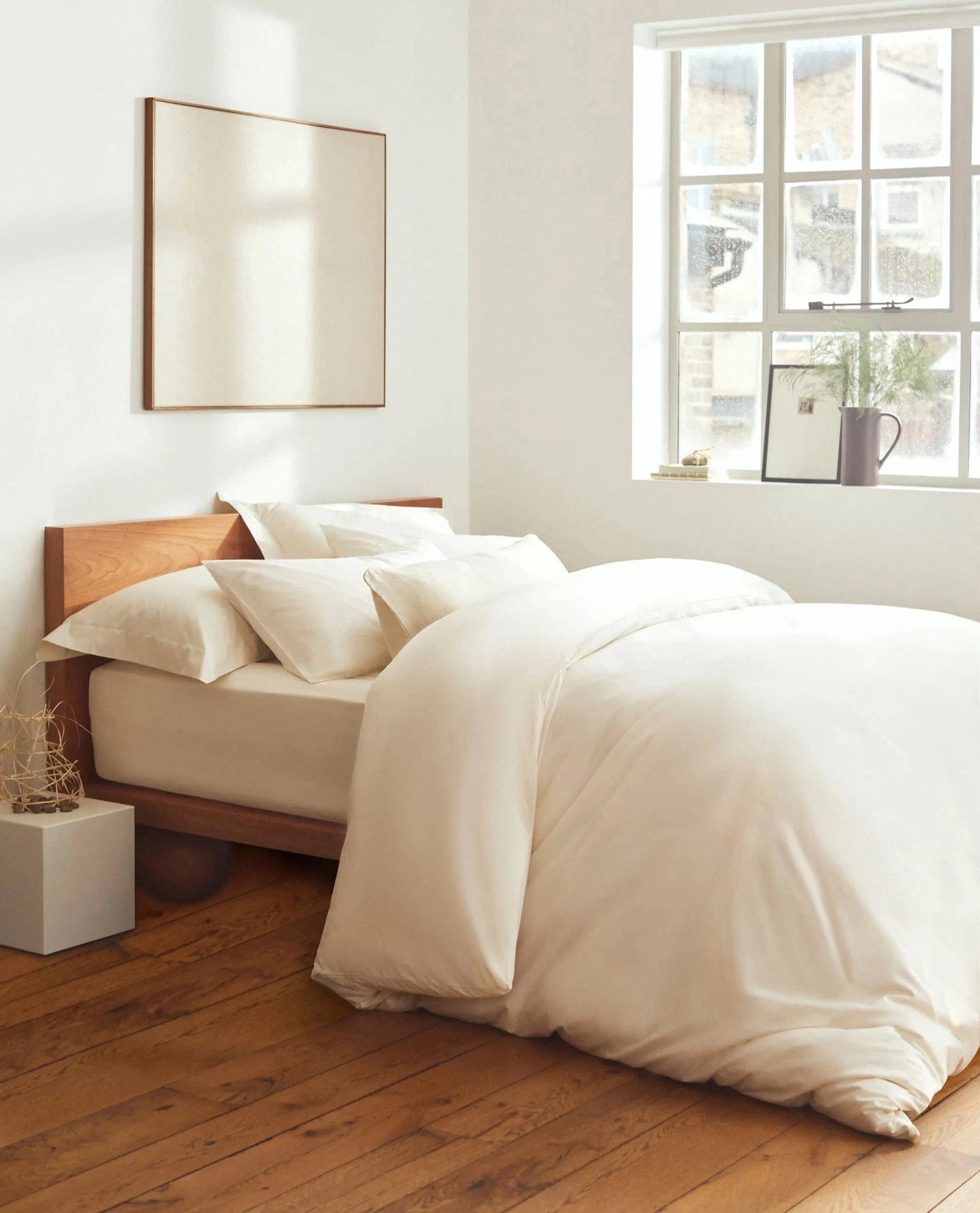 image 4 of 4 showing bed with Rise & Fall's Soft & Smooth duvet set, colour: buttermilk, fabric: sateen cotton