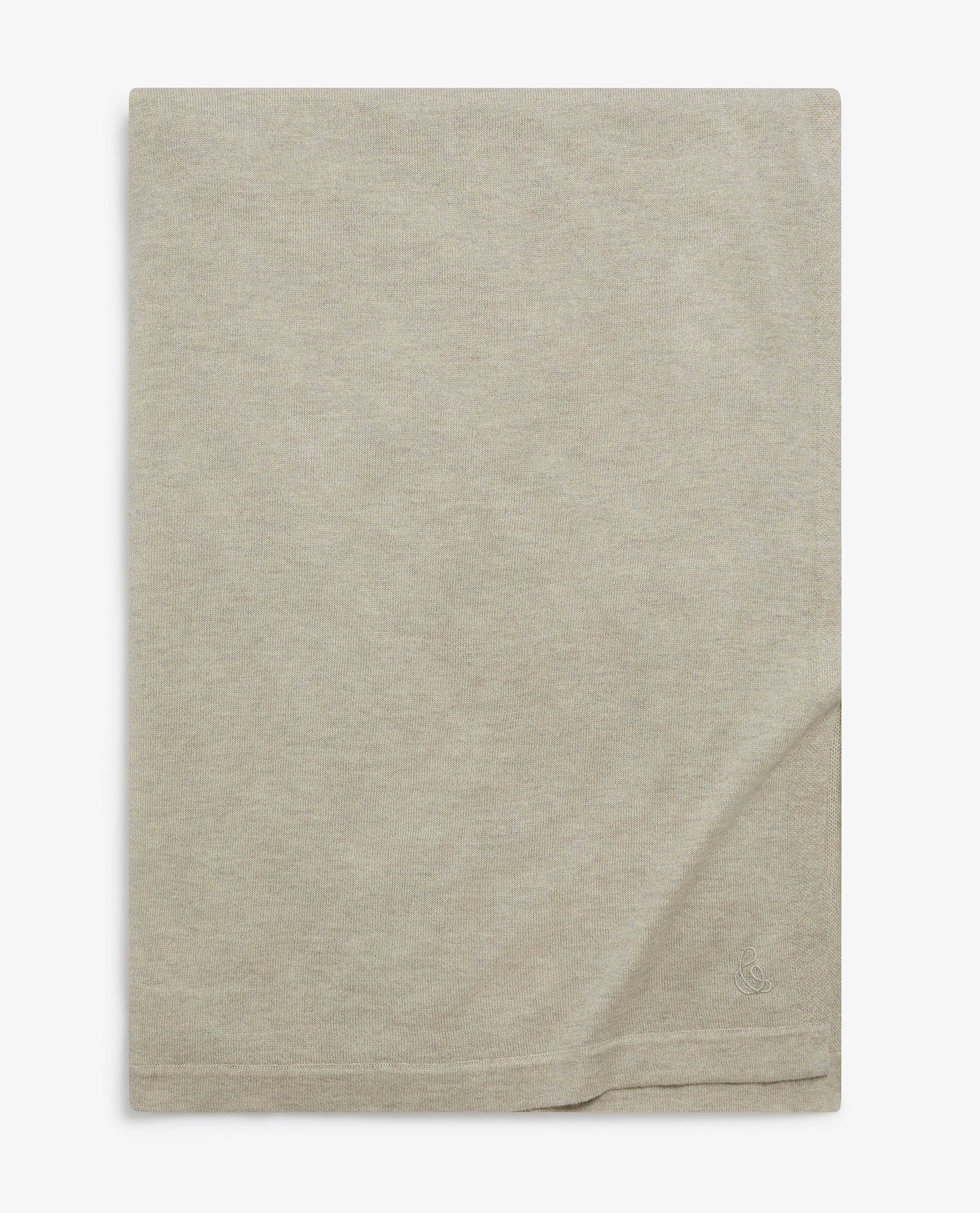 Image 6 of 6 showing Rise & Fall's oversized cashmere scarf around shoulders, colour: light beige.