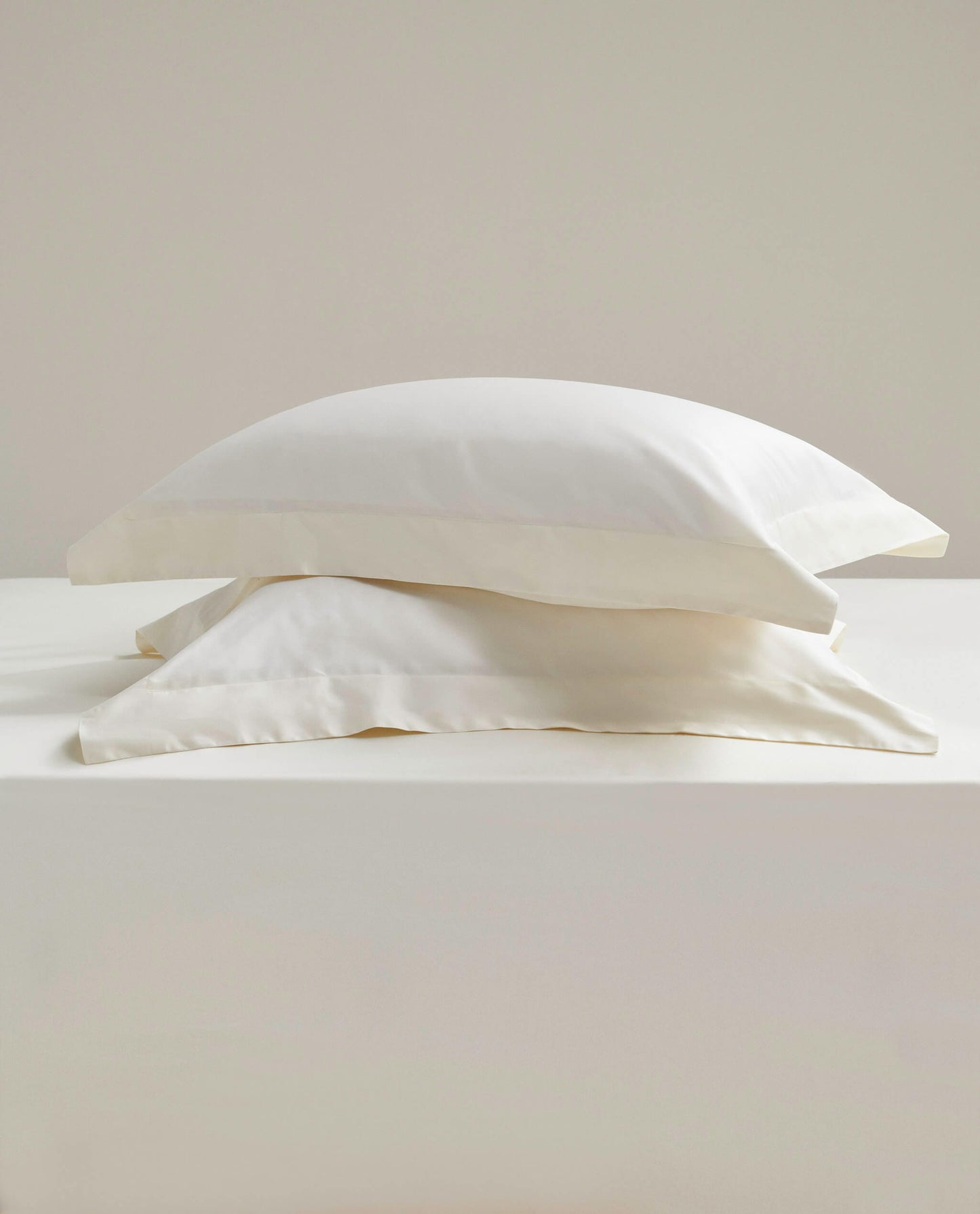 Image 6 of 6 showing Rise & Fall's Soft & Smooth Sateen Cotton Pillowcases, set of 4, colour: Buttermilk.