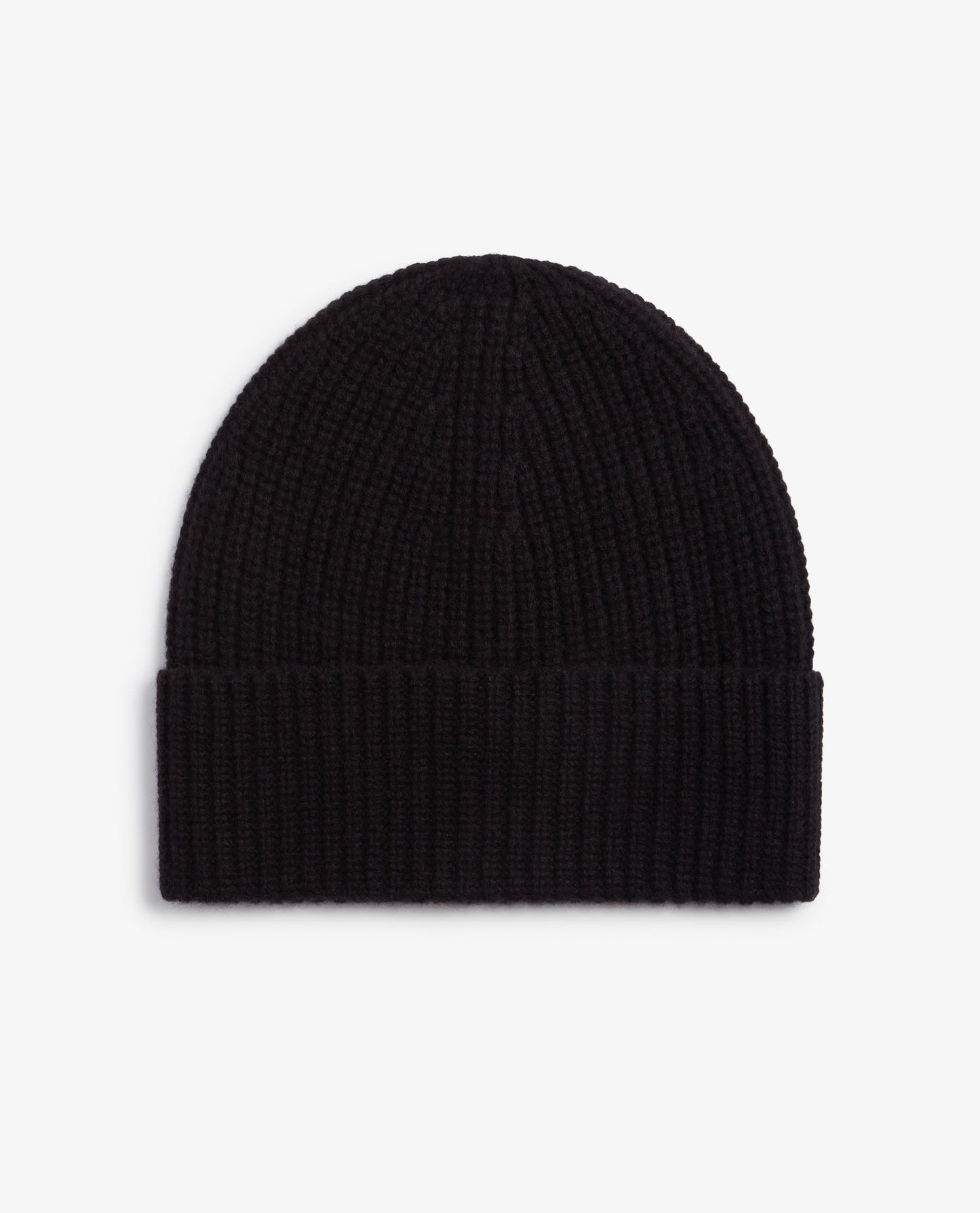 Men's Cashmere Merino Ribbed Knit Beanie - Black