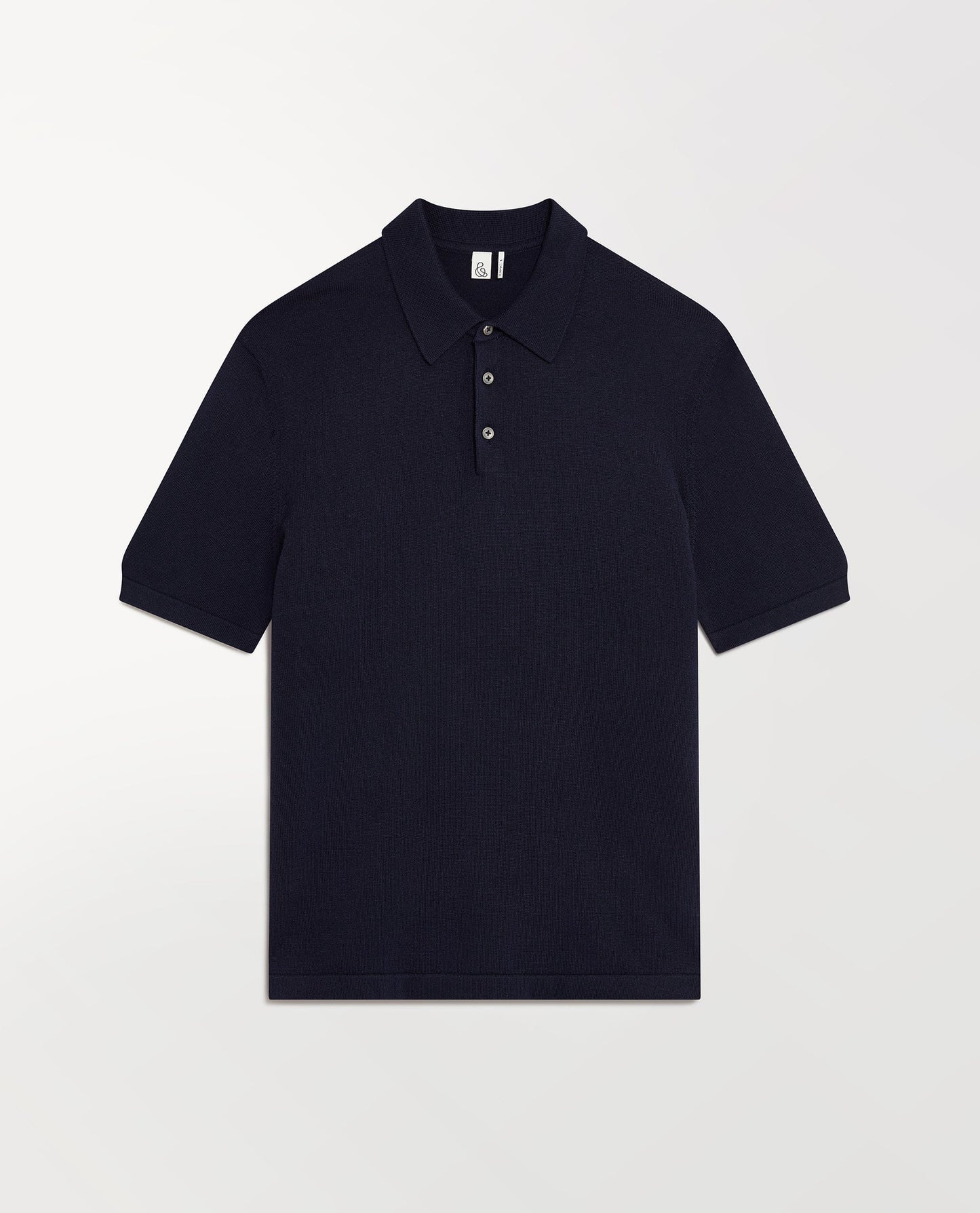 Men's Silk-Cotton Fine Knit Polo - Navy