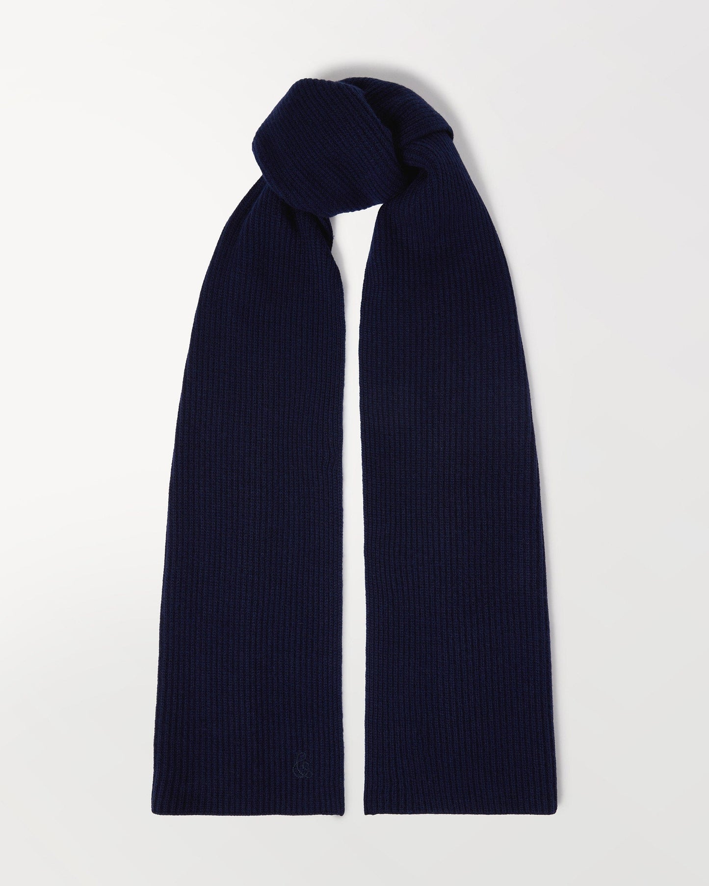 Rise & Fall navy cashmere merino ribbed scarf