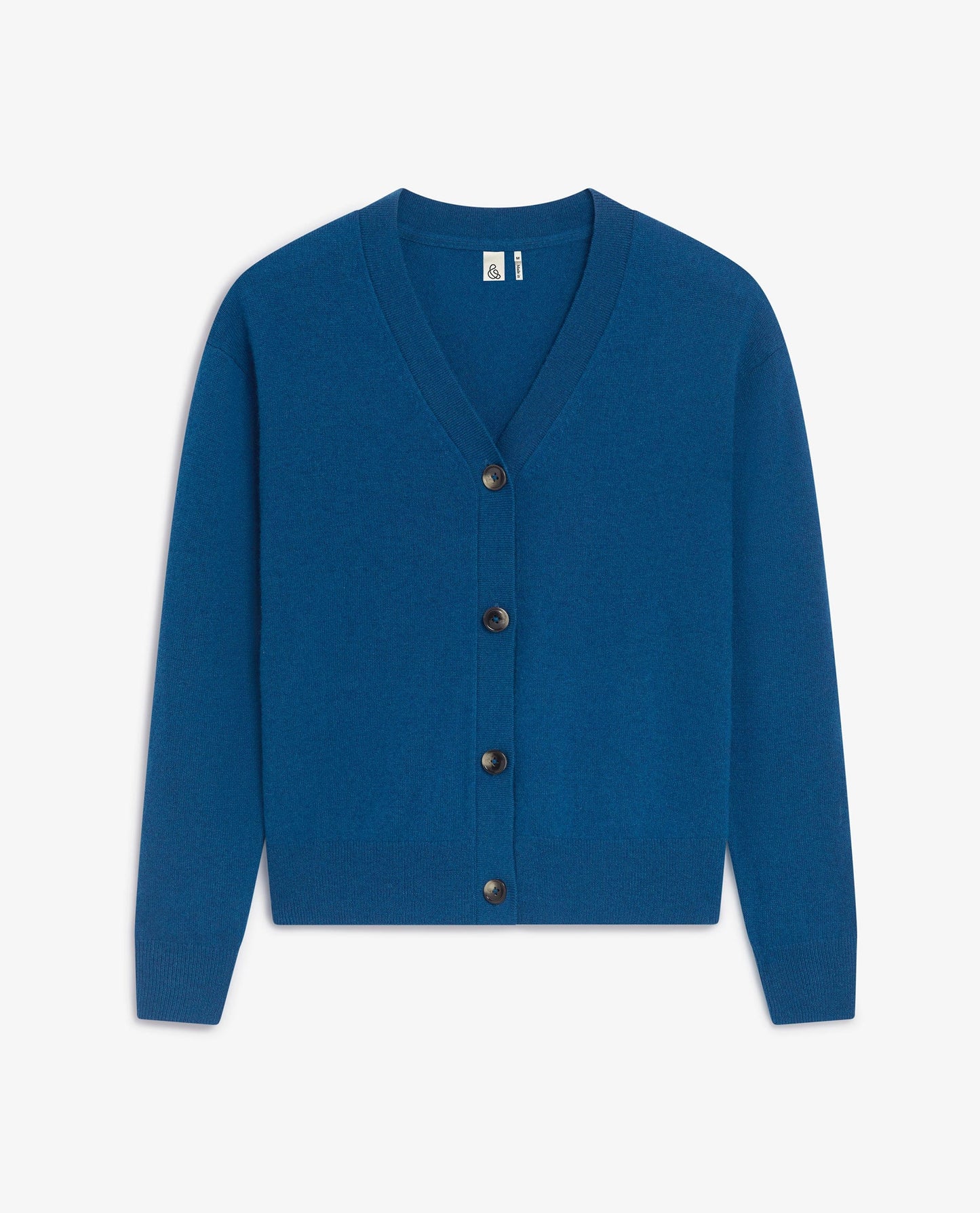 Women's Finest Cashmere Knitted V Neck Cardigan - Viridian Blue