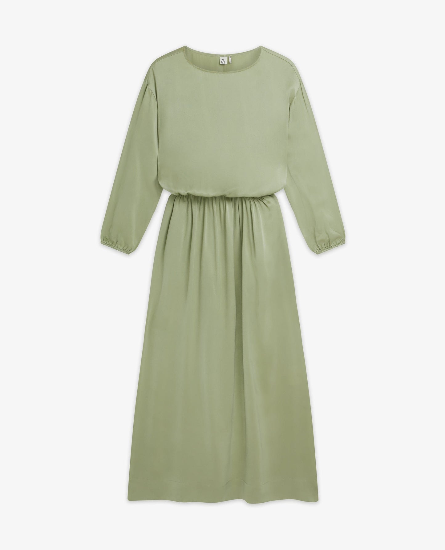 Women's Gathered Waist Easy-Silk Dress - Dried Sage