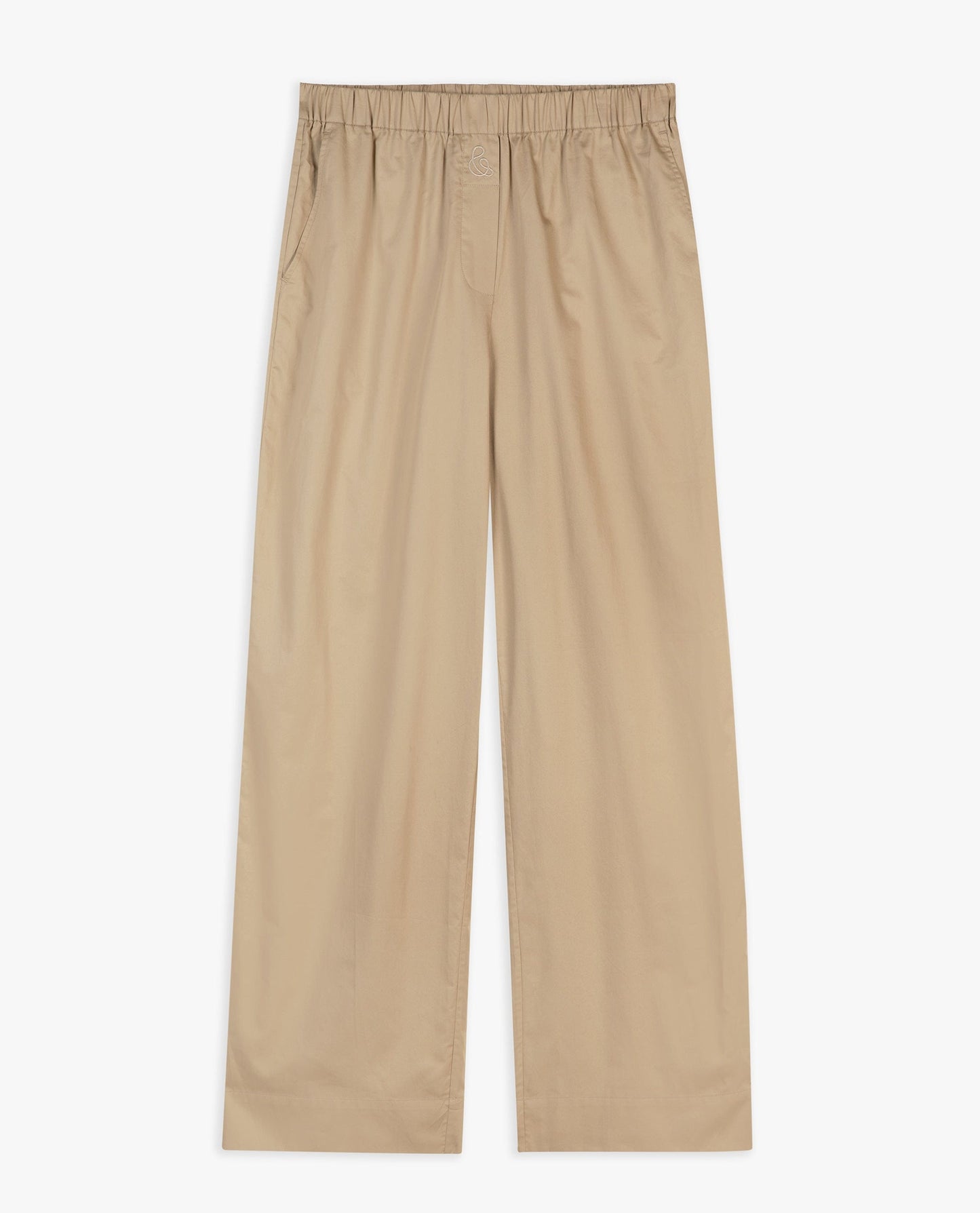 Women's Organic Cotton Poplin Easy Trousers - Sandstone