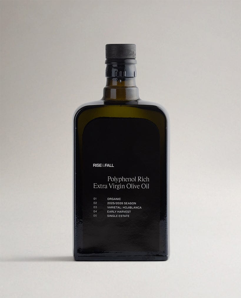 A bottle of Rise & Fall's extra virgin olive oil.