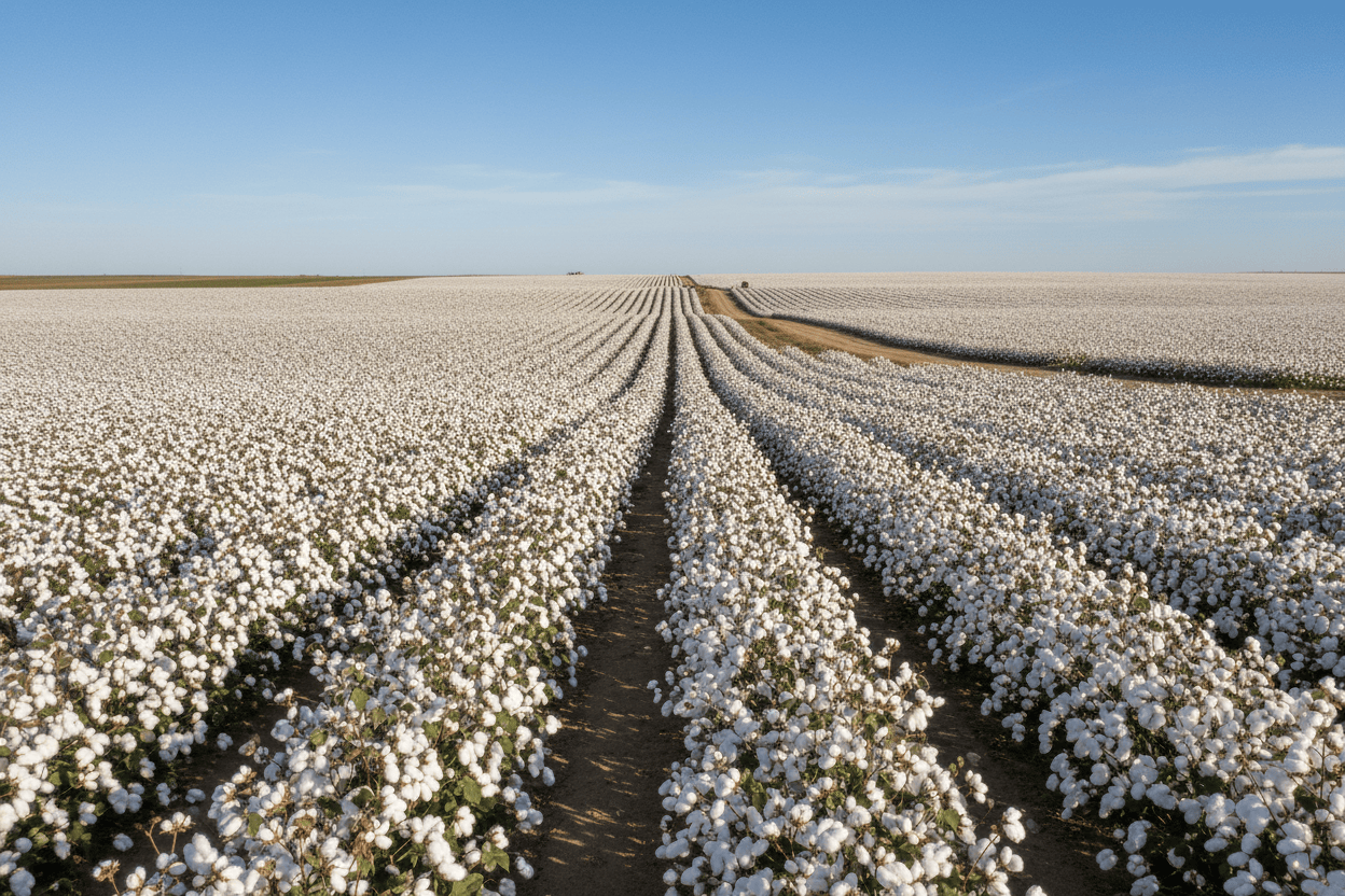 A cotton field on a spring day.