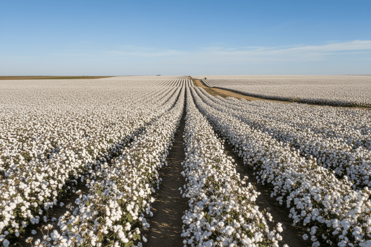 A cotton field on a spring day.