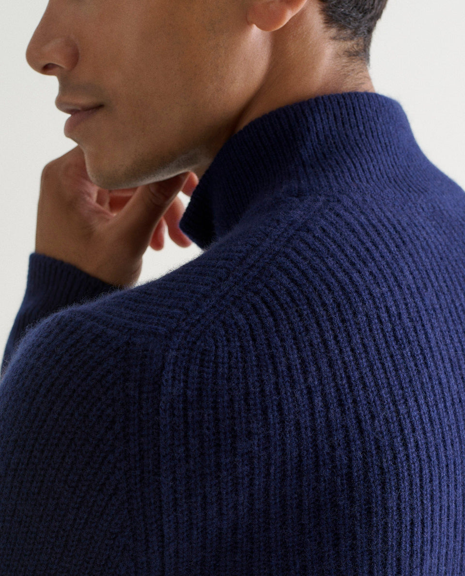 Men's Cashmere Merino Fishermans Rib 1/4 Zip Jumper