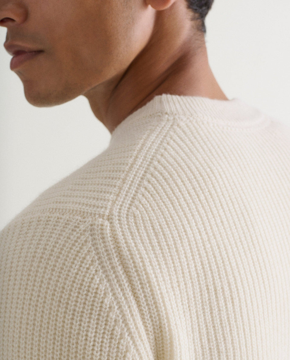 Men's Cashmere Merino Fishermans Rib Crew Neck Jumper