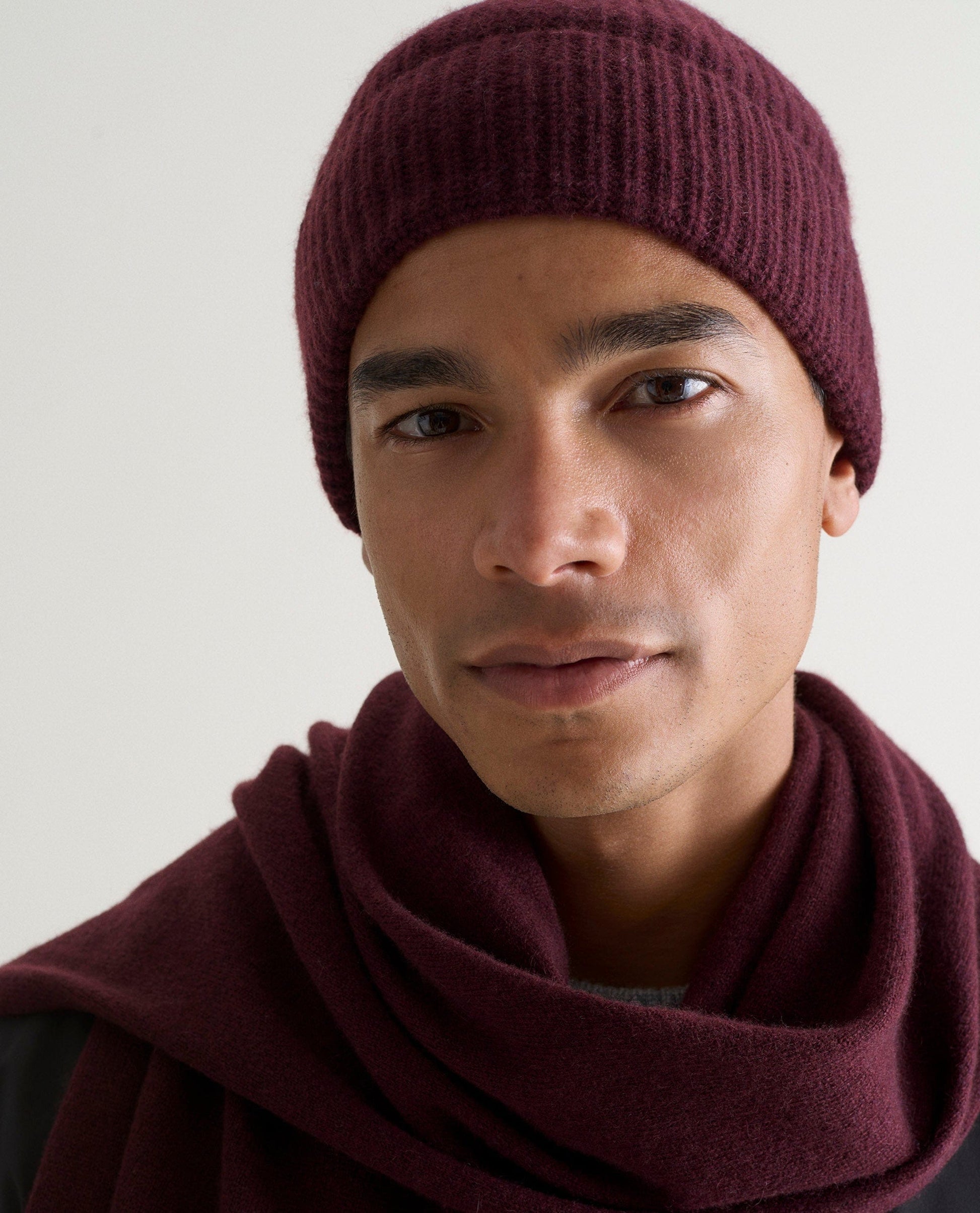 Men's Cashmere Merino Ribbed Knit Beanie – Rise Fall - Main Image