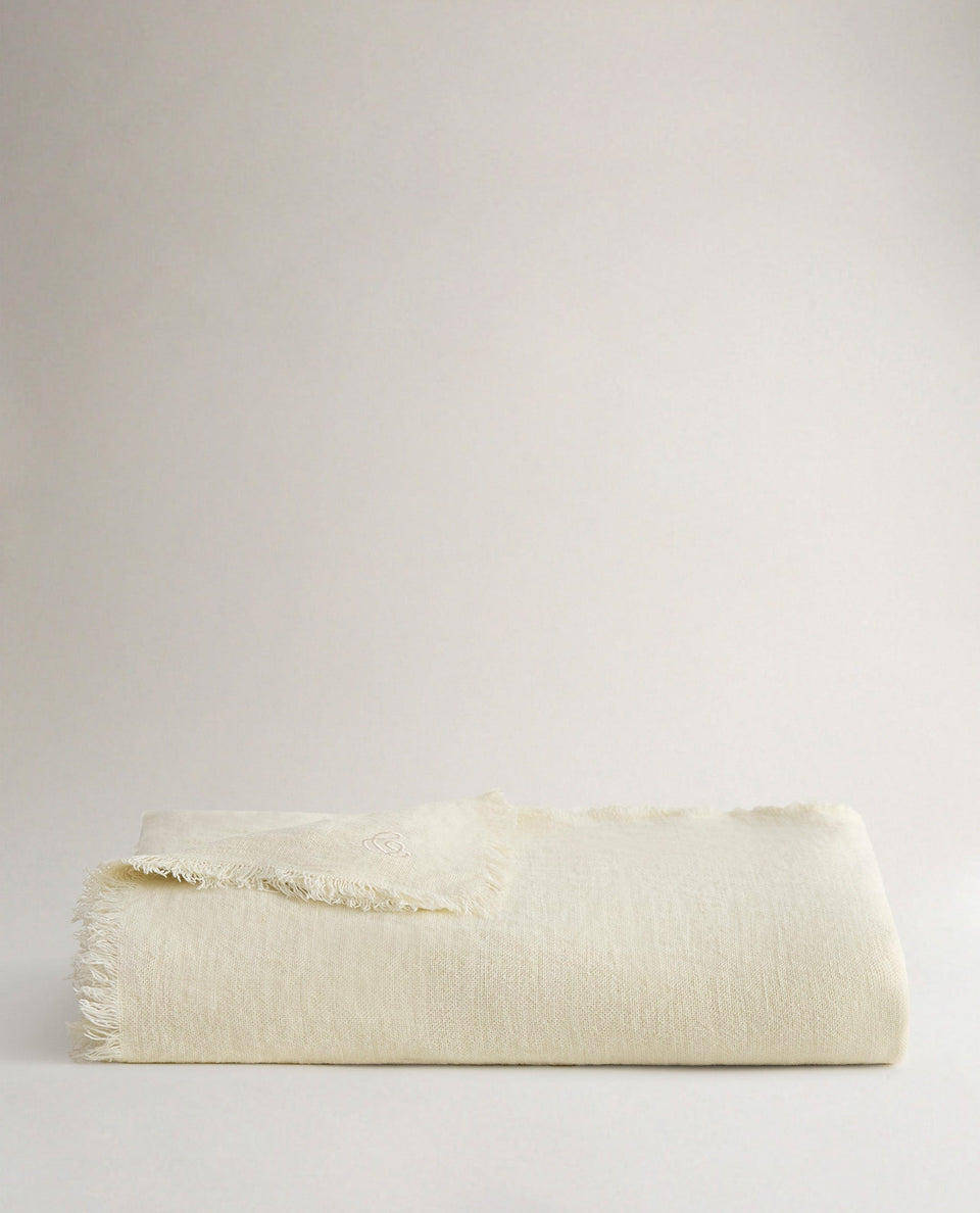European Flax Linen Throw - Alabaster