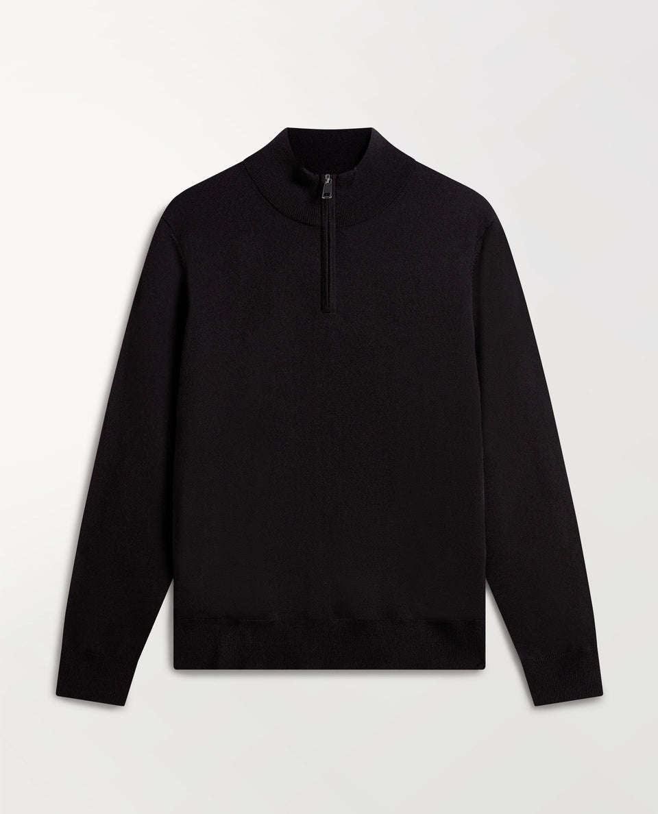 Men's Merino 1/4 Zip Jumper - Black