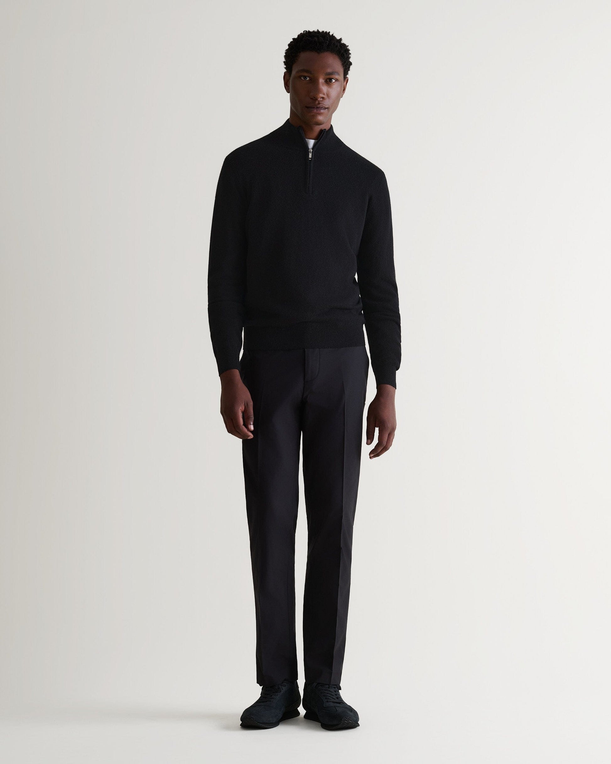 Men's Finest Cashmere 1/4 Zip Jumper - Black