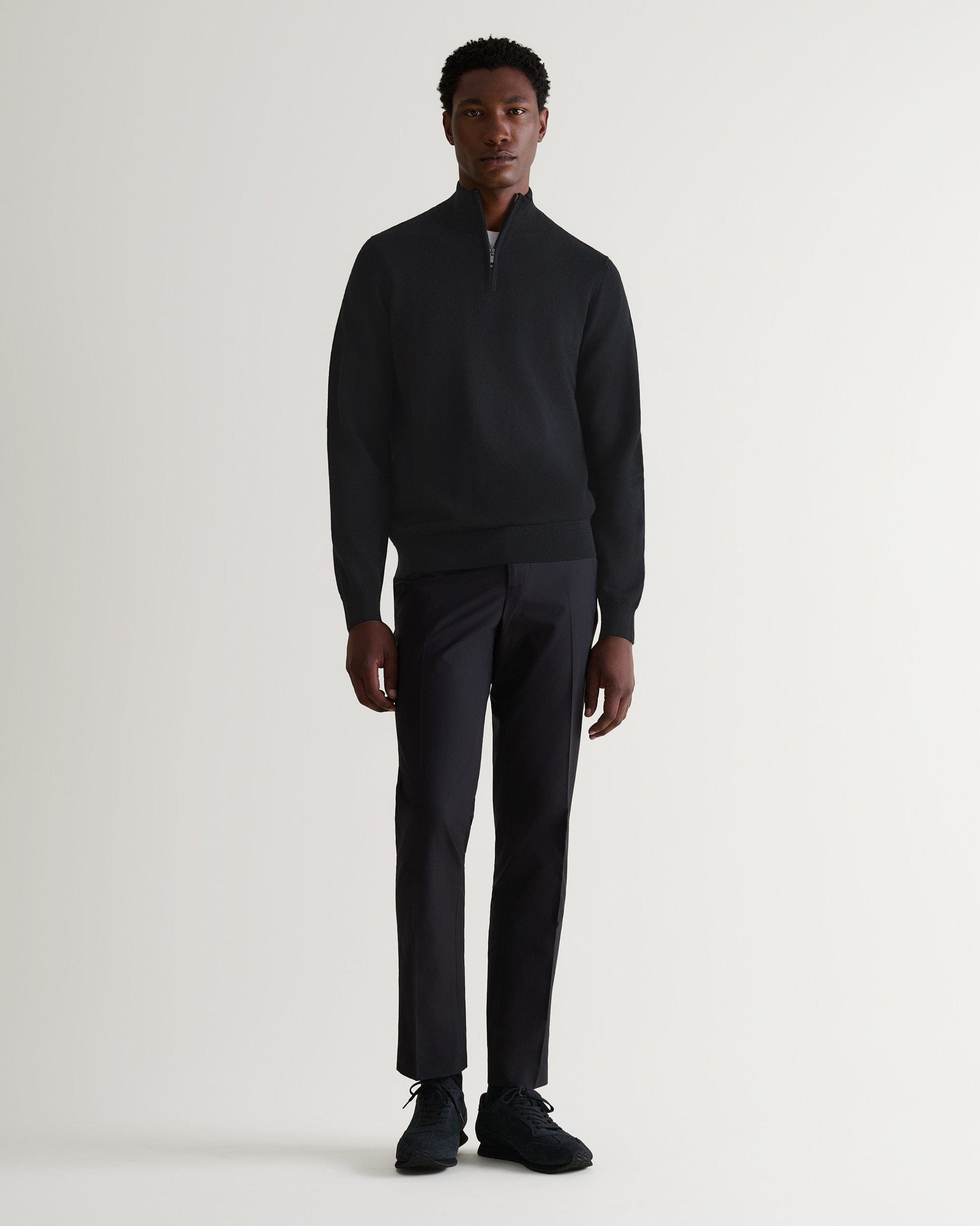 Men's Tropical Wool Drawstring Trousers - Black