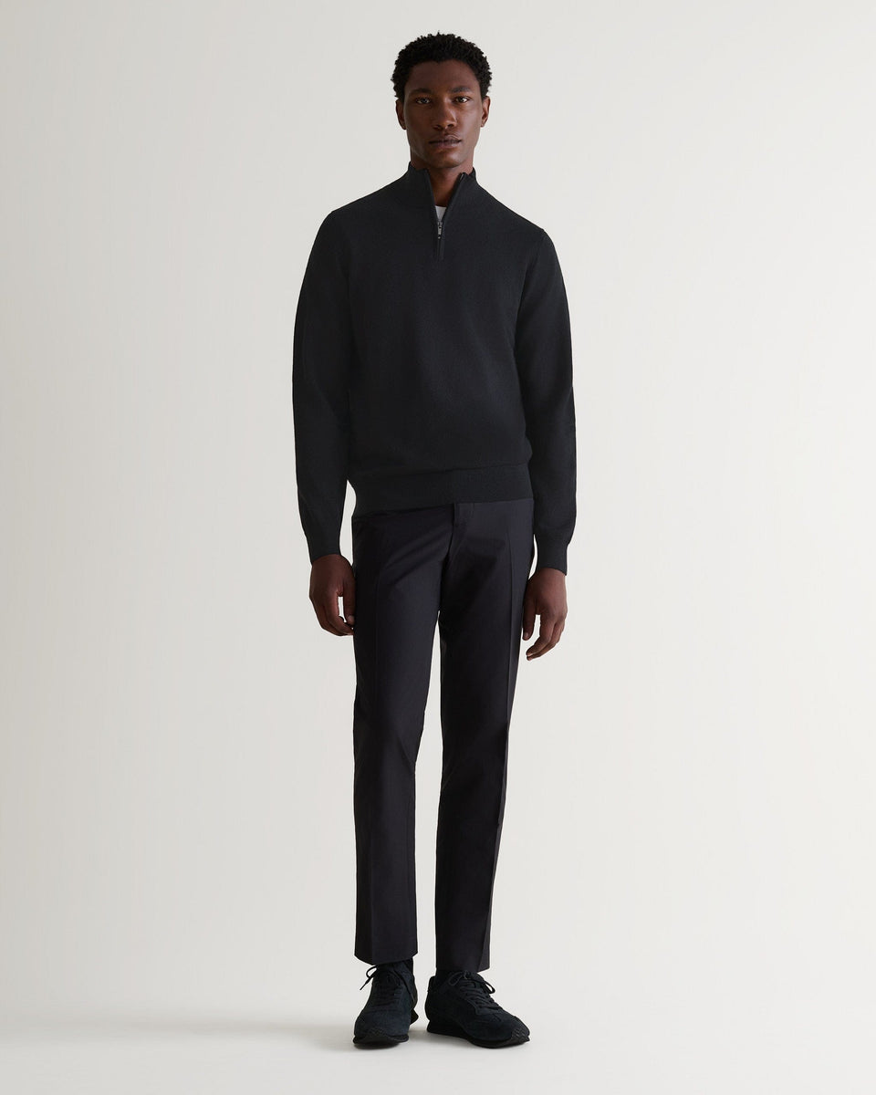 Men's Tropical Wool Drawstring Trousers - Black