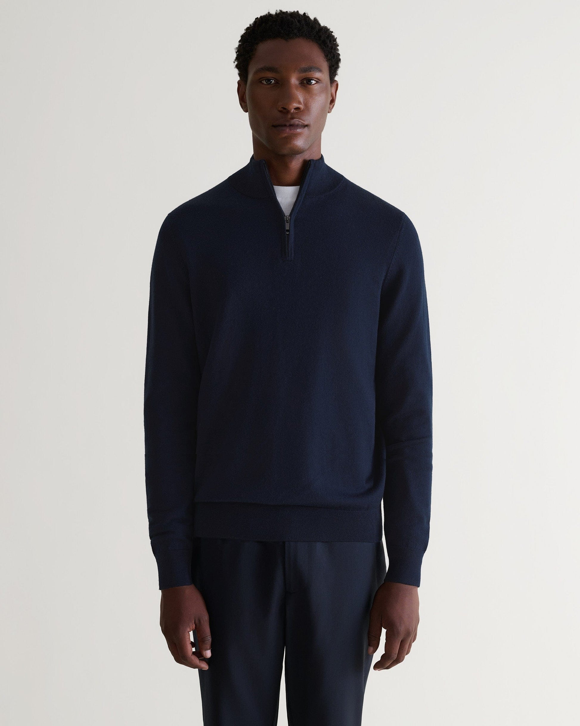 Men's Merino 1/4 Zip Jumper - Indigo