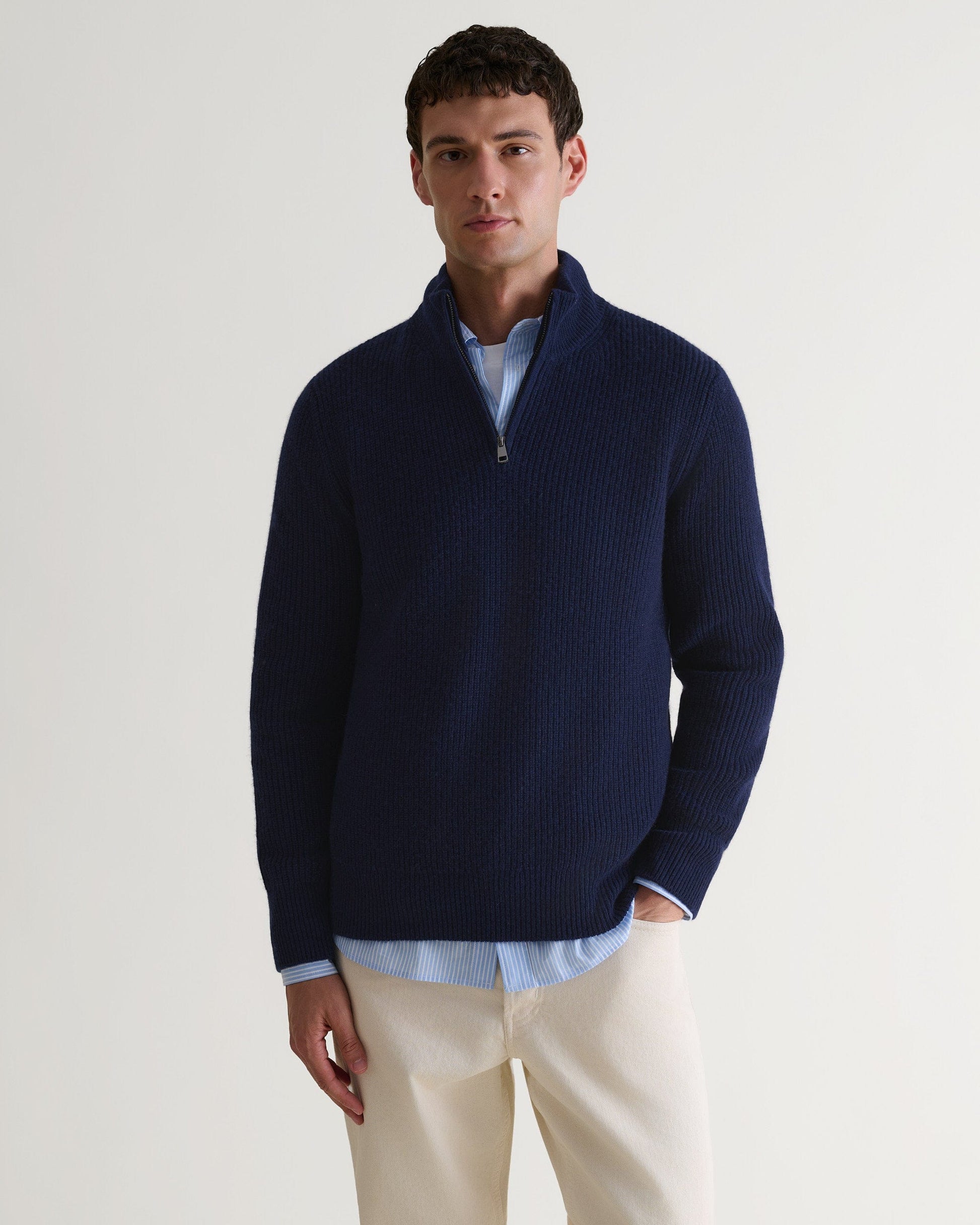Half Zip Fishermans Sweater Men Men's Half-Zip Aran Sweater