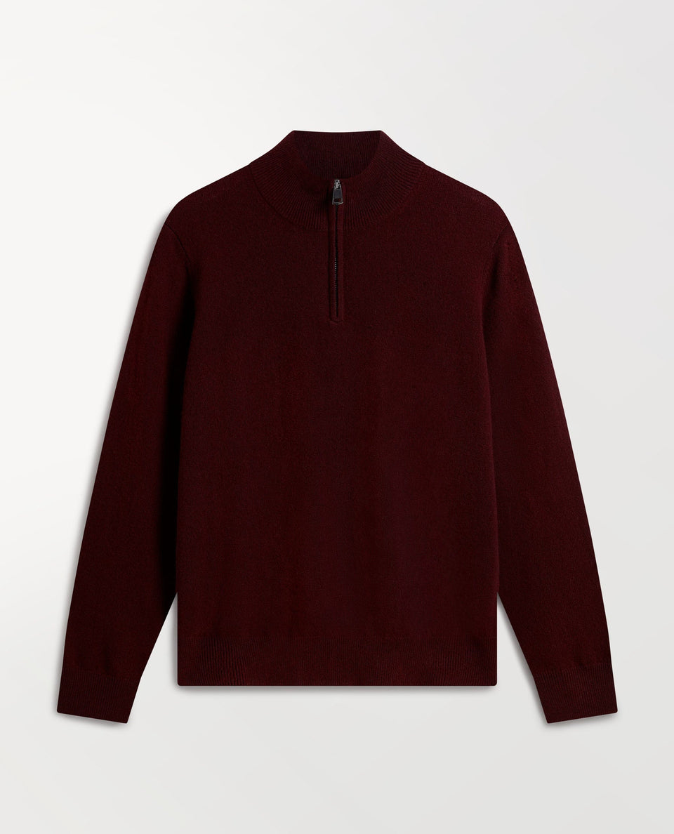 Men's Finest Cashmere 1/4 Zip Jumper - Oxblood