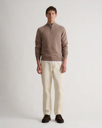 Men's Finest Cashmere 1/4 Zip Jumper - Toast