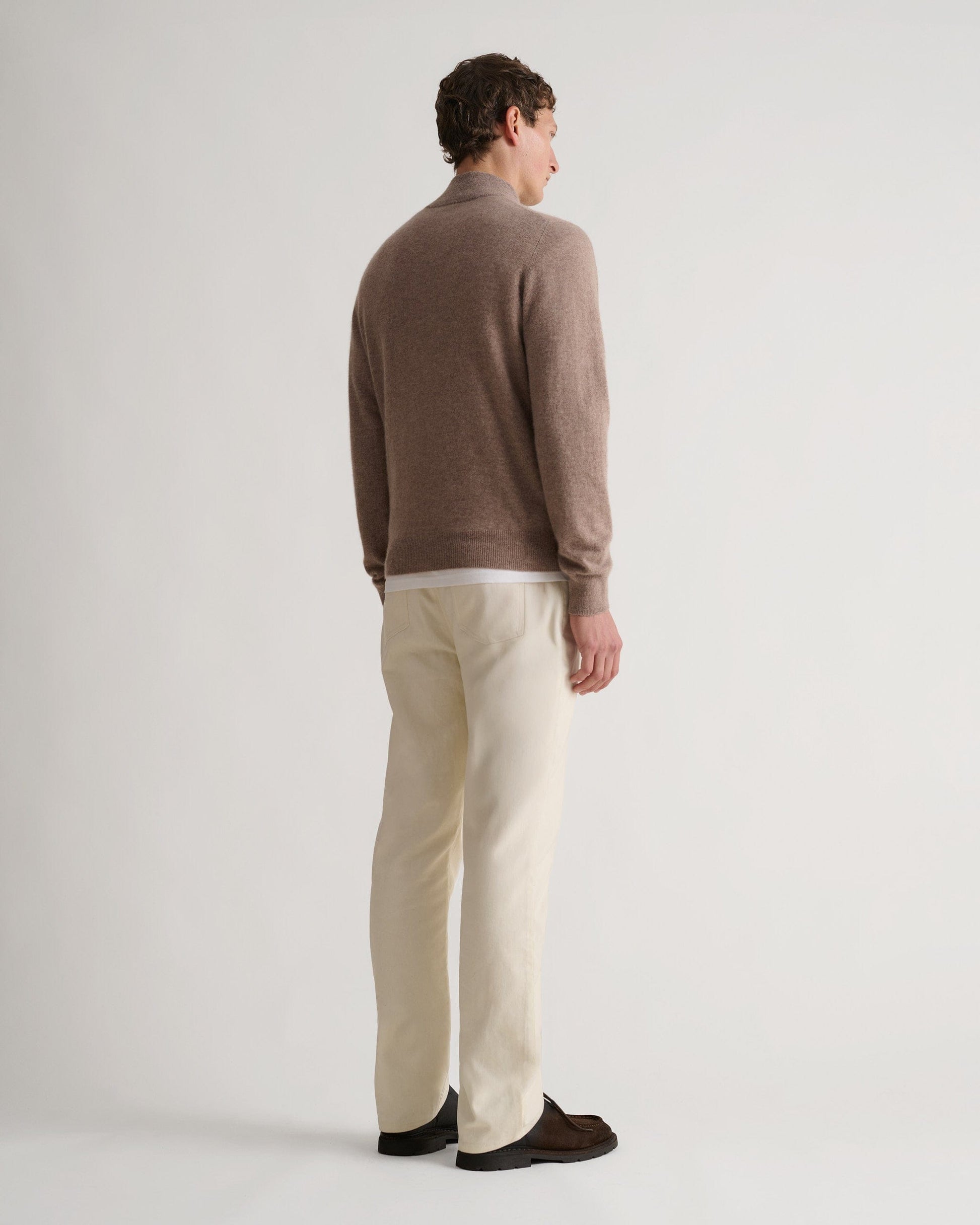 Men's Finest Cashmere 1/4 Zip Jumper - Toast