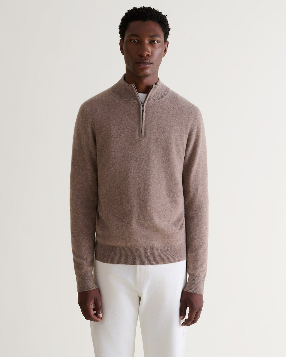 Men's Finest Cashmere 1/4 Zip Jumper - Toast