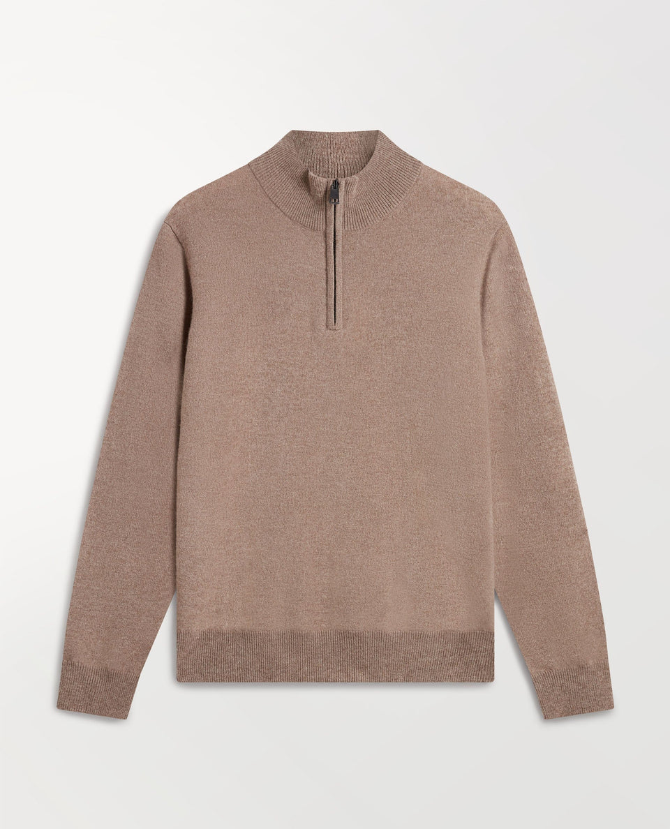 Men's Finest Cashmere 1/4 Zip Jumper - Toast