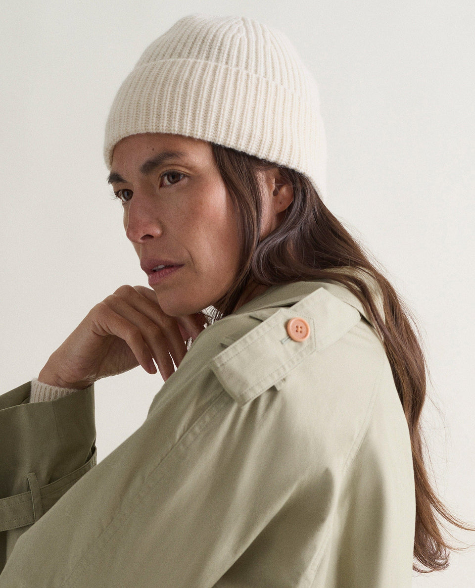 Women's Cashmere Merino Ribbed Knit Beanie