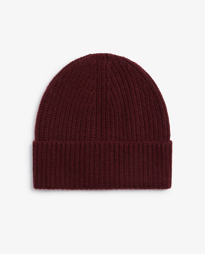 Oxblood - Cashmere Merino Ribbed Knit Beanie & Finest Cashmere Scarf Bundle