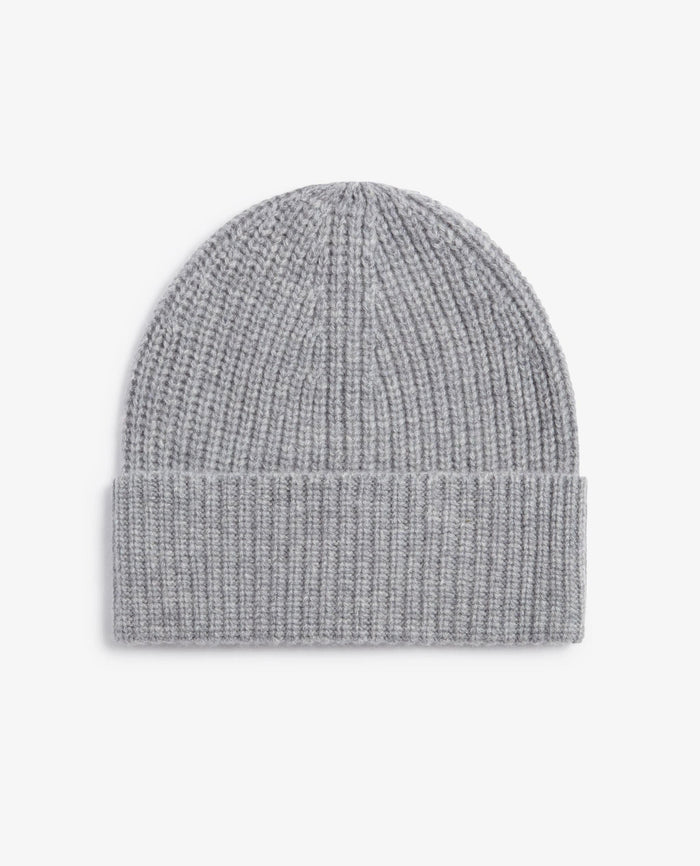 Medium Grey - Men's Cashmere Merino Ribbed Knit Beanie