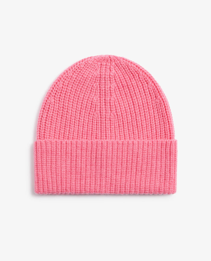 Pink - Cashmere Merino Ribbed Knit Beanie & Finest Cashmere Scarf Bundle