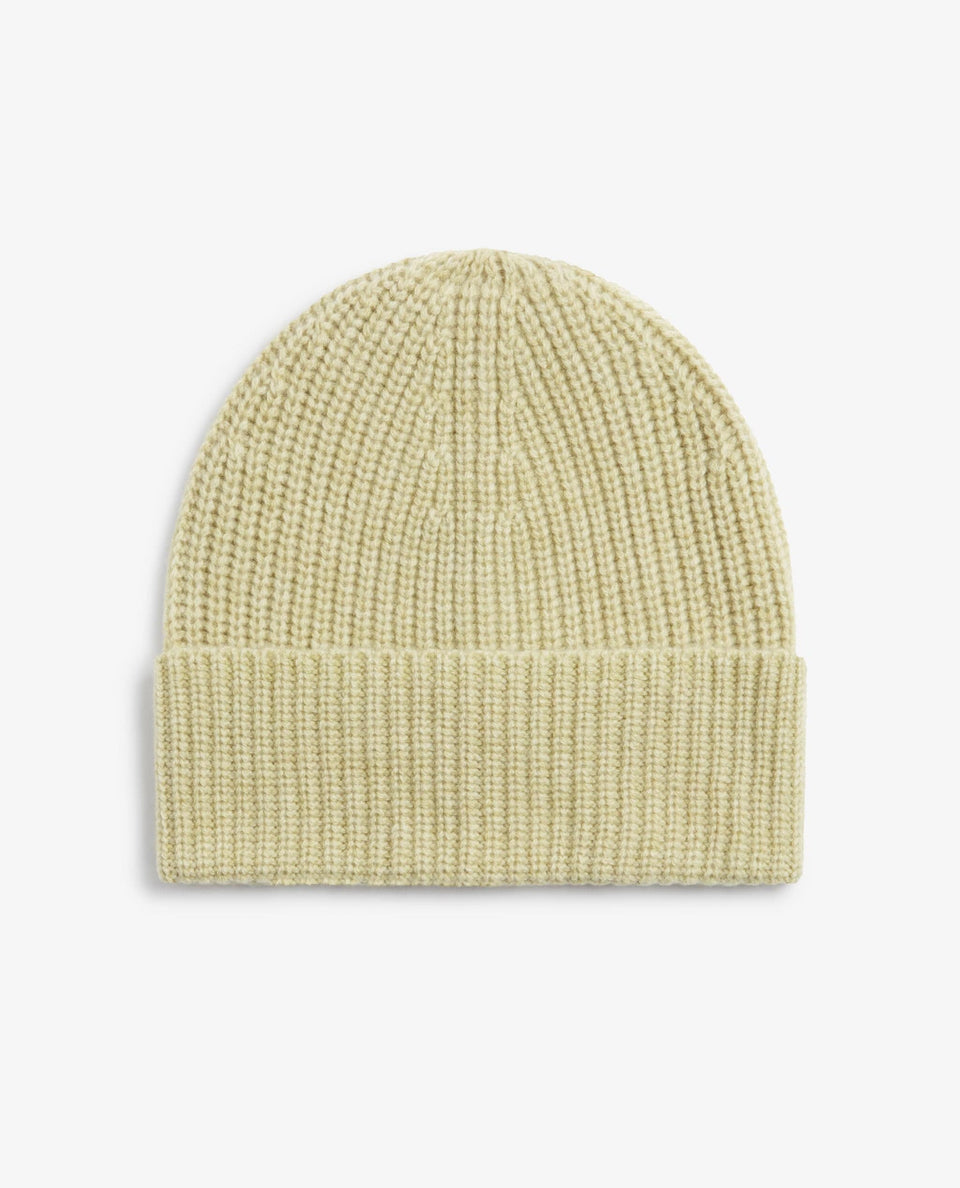 Men's Cashmere Merino Ribbed Knit Beanie - Lichen