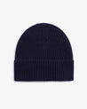 Navy - Cashmere Merino Ribbed Knit Beanie & Finest Cashmere Scarf Bundle